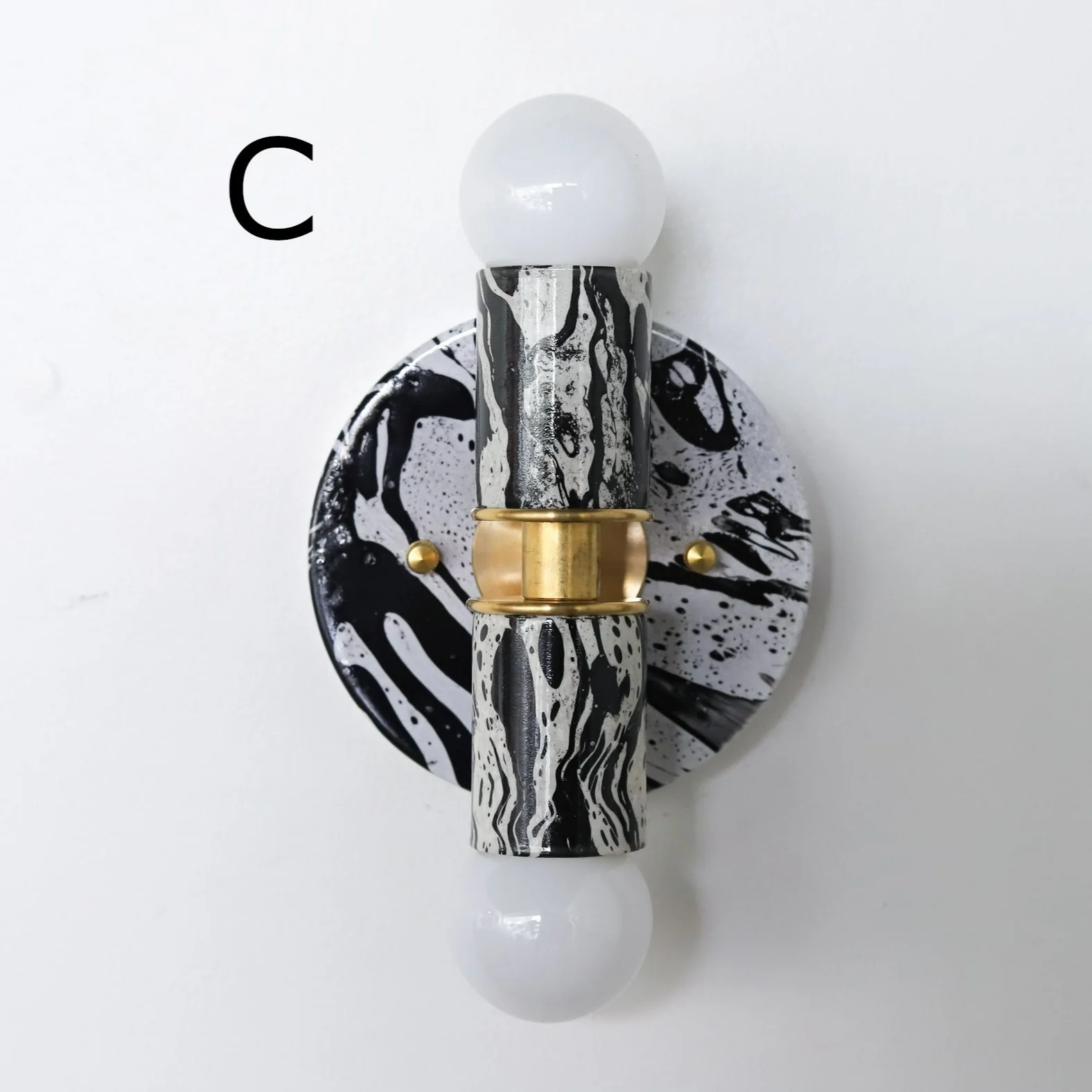 Black & White Marbled Small Thalia Sconce - Image 11