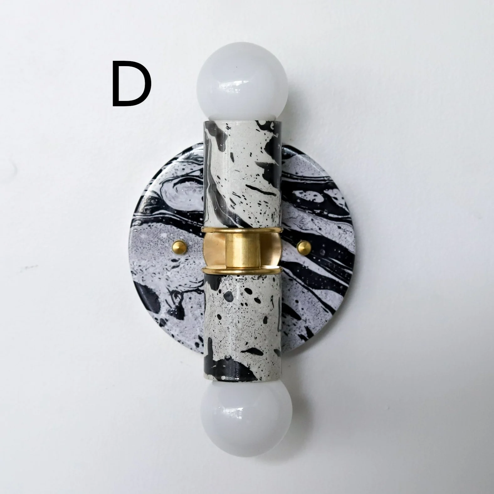 Black & White Marbled Small Thalia Sconce - Image 15