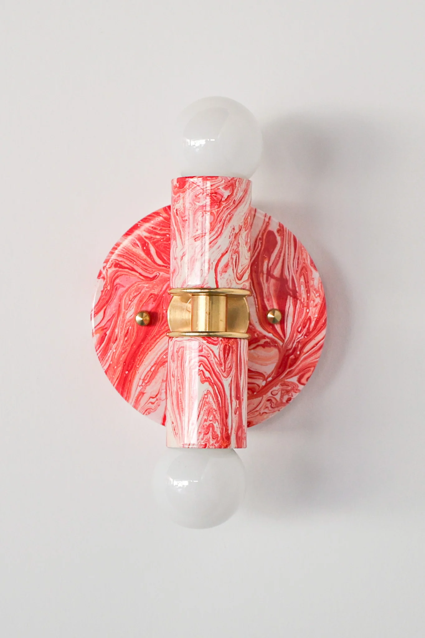 Coral Pink & White Marbled Small Thalia Sconces - Image 10