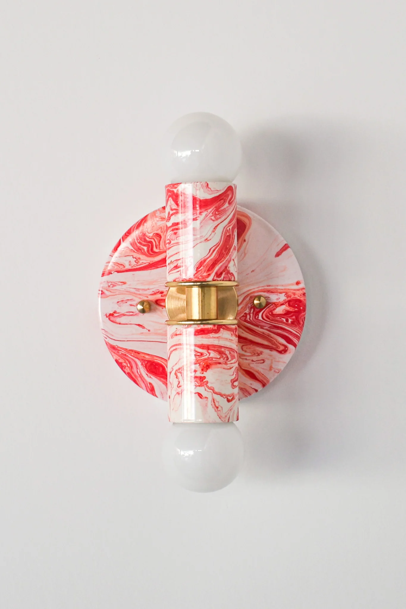 Coral Pink & White Marbled Small Thalia Sconces - Image 12