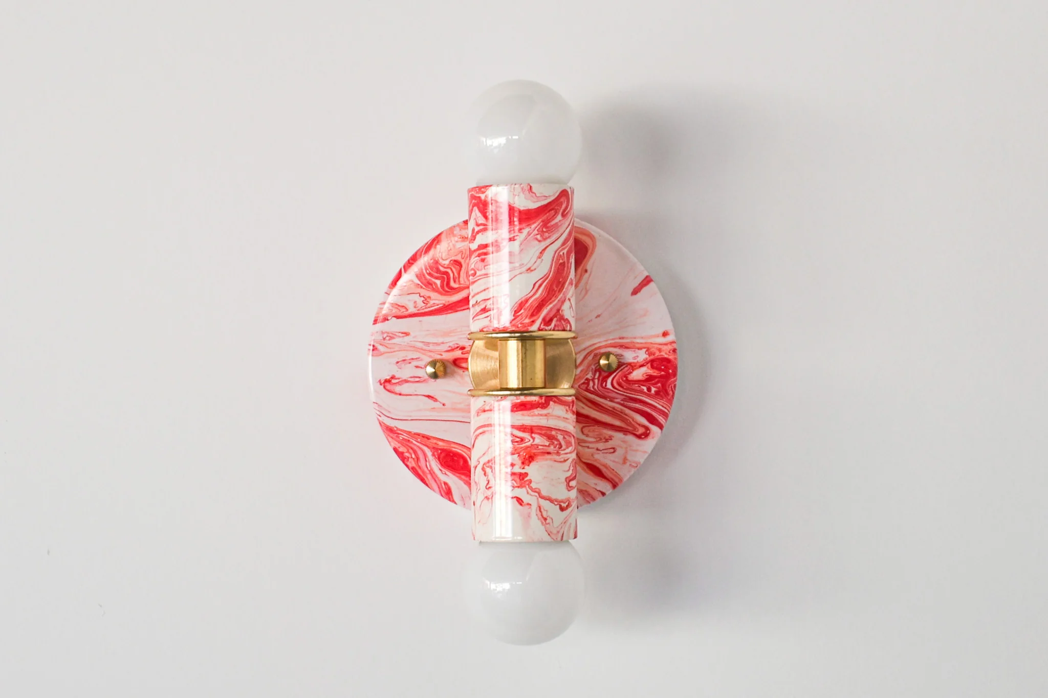 Coral Pink & White Marbled Small Thalia Sconces - Image 13