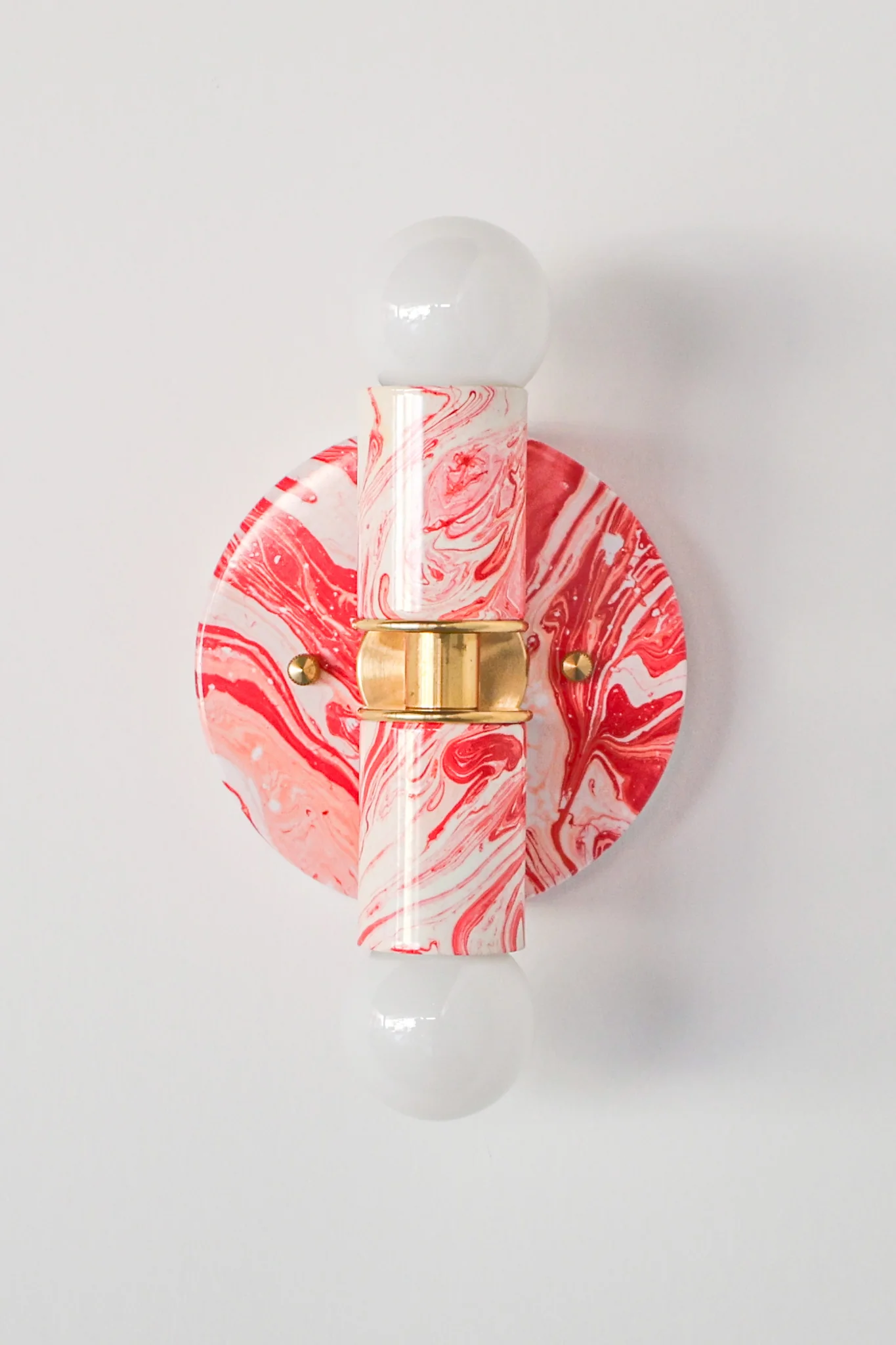 Coral Pink & White Marbled Small Thalia Sconces - Image 15
