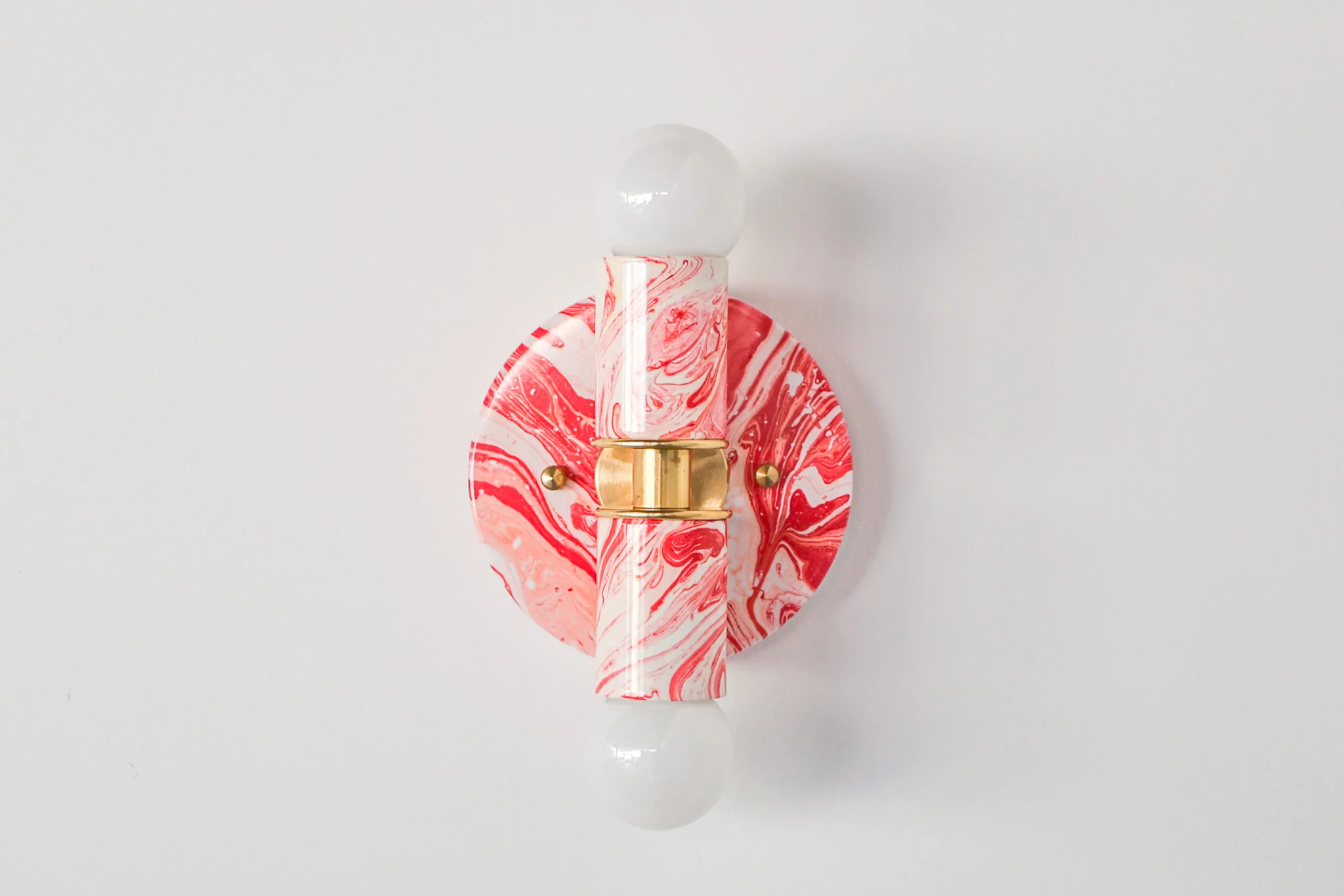 Coral Pink & White Marbled Small Thalia Sconces - Image 16