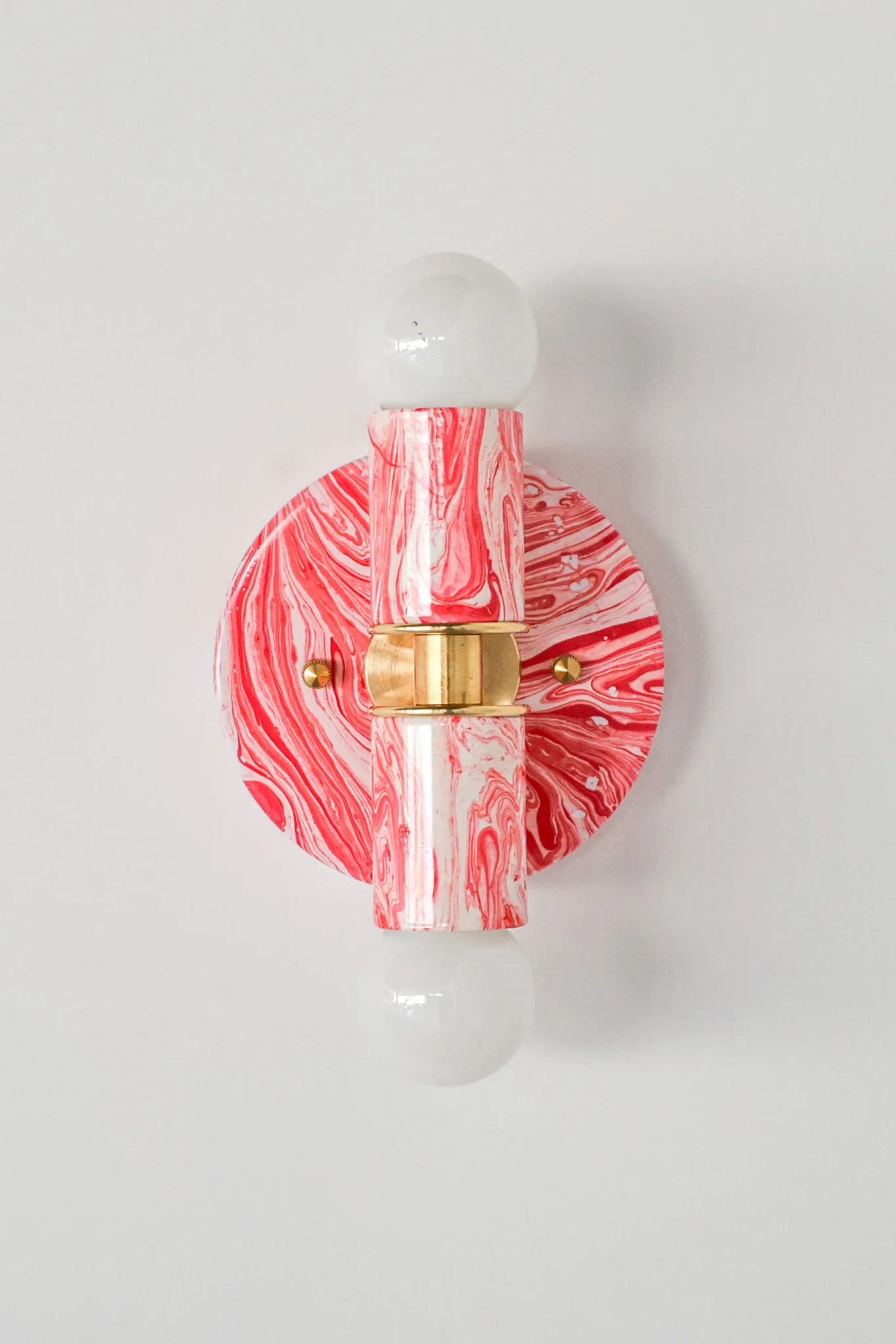 Coral Pink & White Marbled Small Thalia Sconces - Image 3