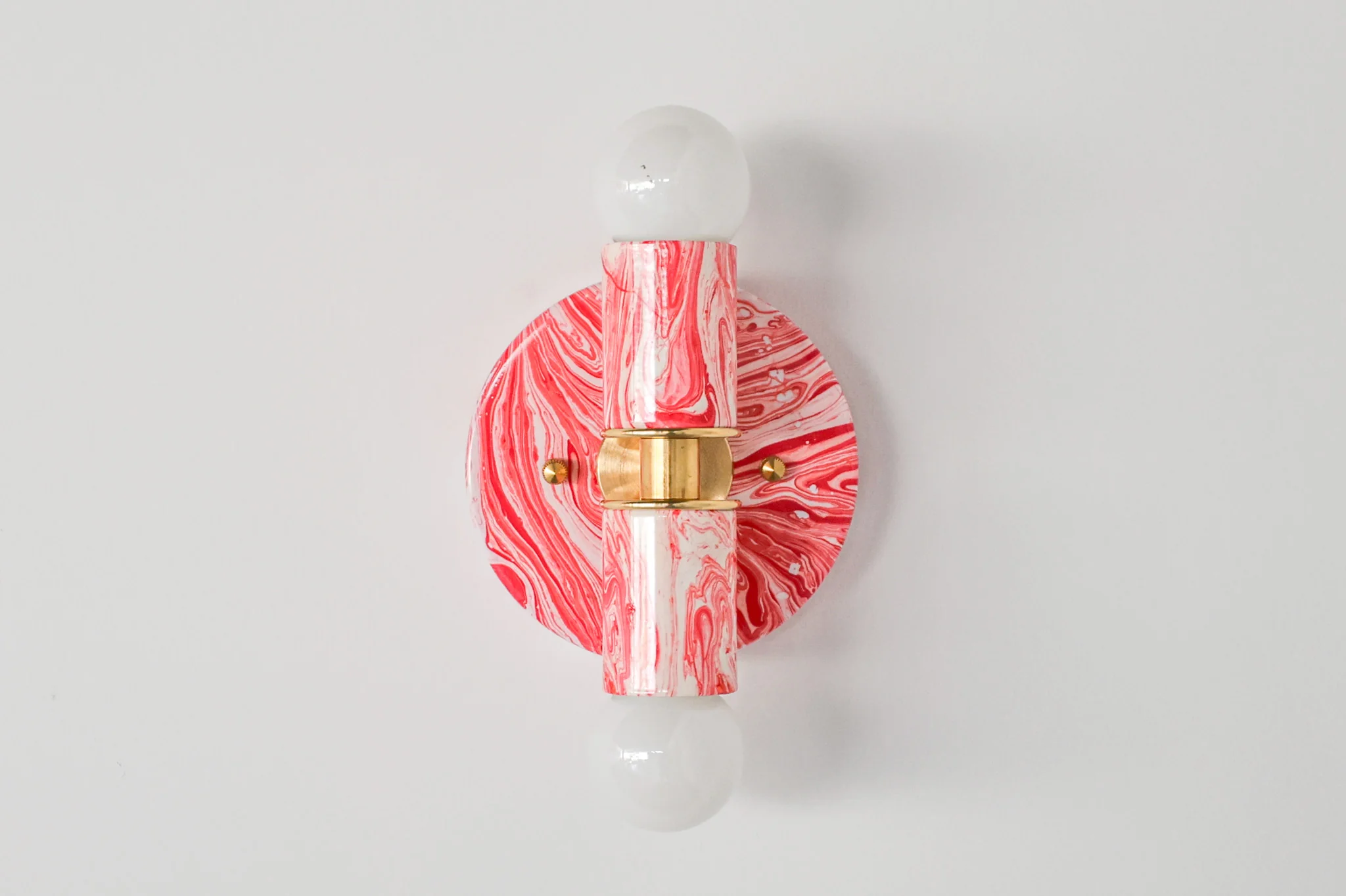 Coral Pink & White Marbled Small Thalia Sconces - Image 4