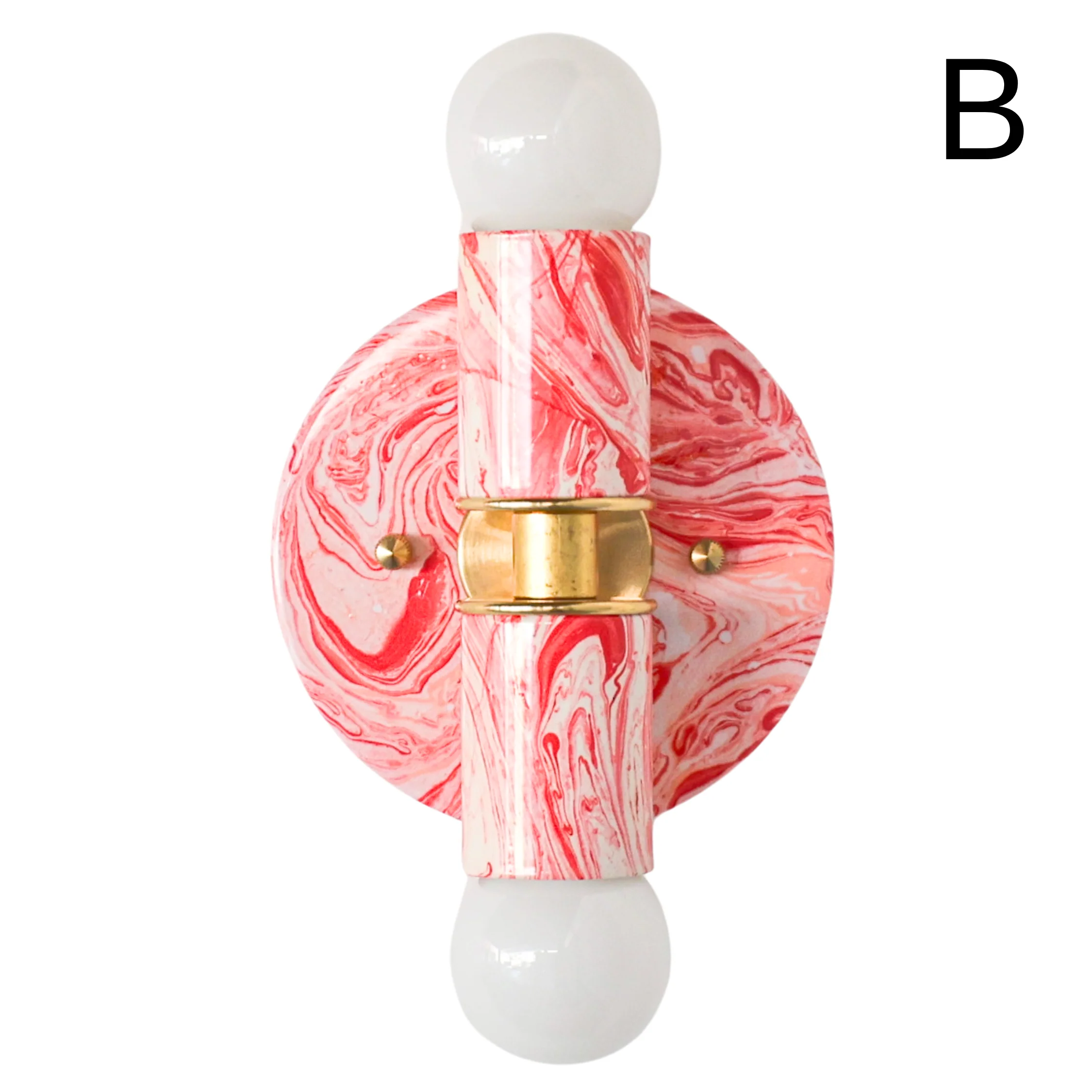 Coral Pink & White Marbled Small Thalia Sconces - Image 5