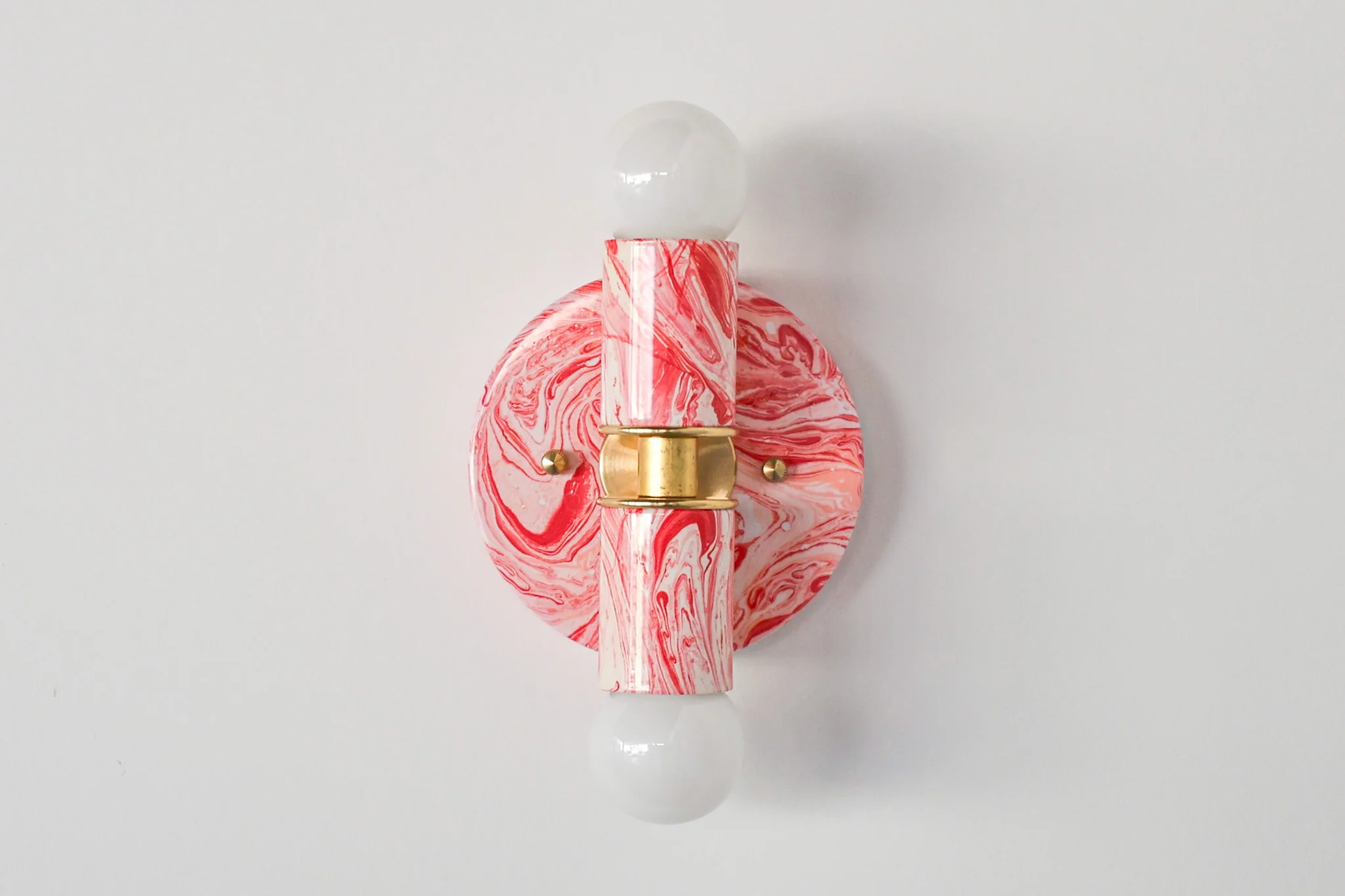 Coral Pink & White Marbled Small Thalia Sconces - Image 6