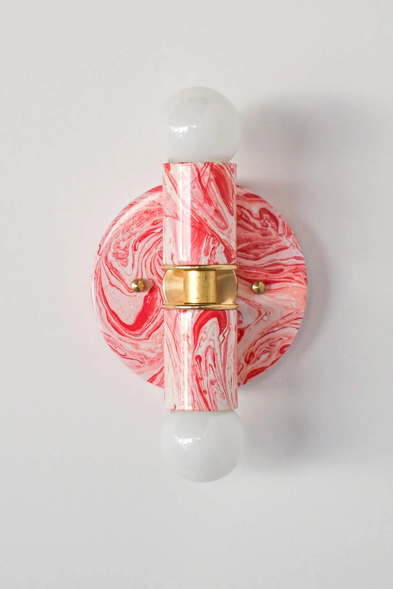 Coral Pink & White Marbled Small Thalia Sconces - Image 7