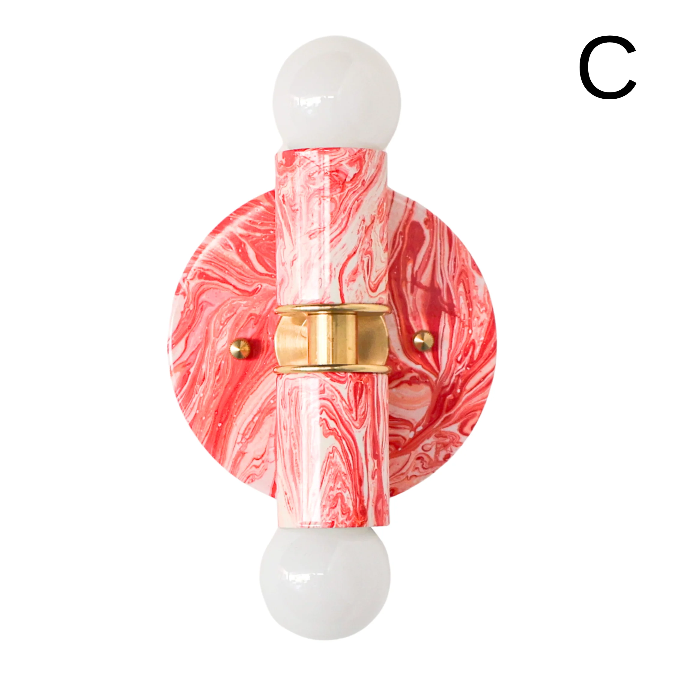 Coral Pink & White Marbled Small Thalia Sconces - Image 8