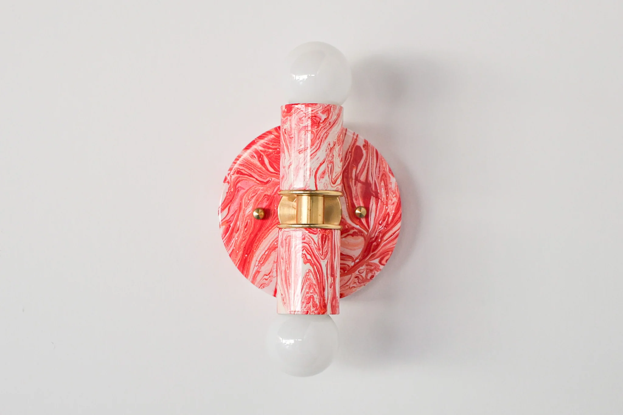 Coral Pink & White Marbled Small Thalia Sconces - Image 9