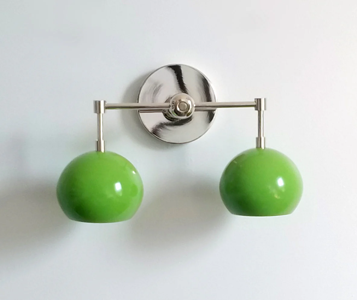 Double Loa Sconce with Spring Green Shades - Image 3