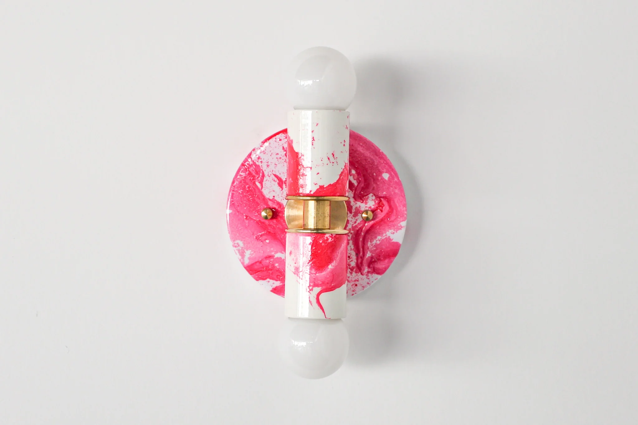 Hot Pink & White Marbled Small Thalia Sconces - Image 16