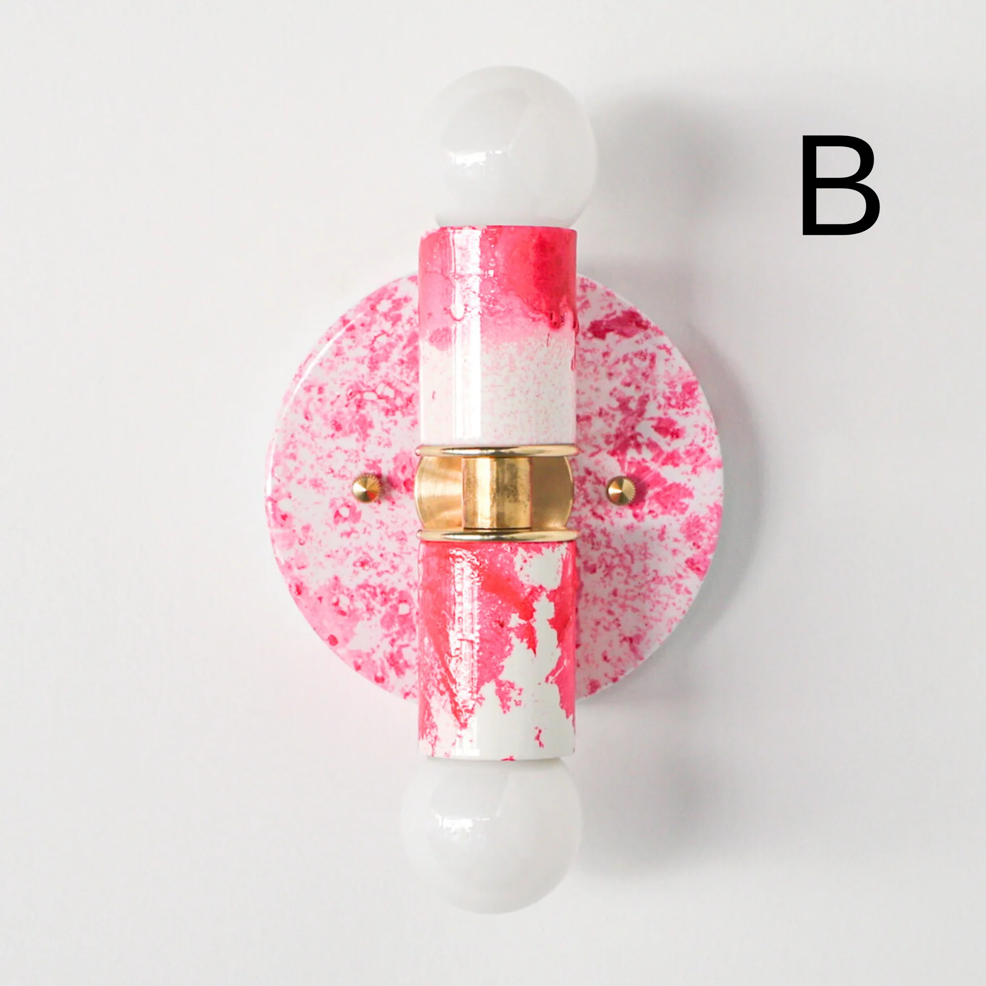 Hot Pink & White Marbled Small Thalia Sconces - Image 5