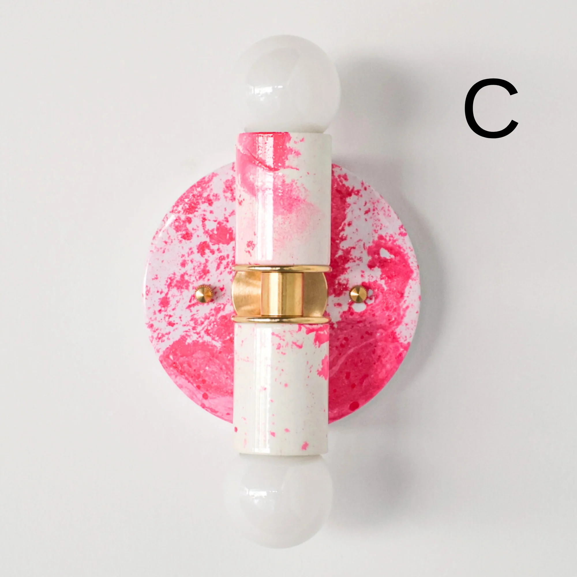 Hot Pink & White Marbled Small Thalia Sconces - Image 8