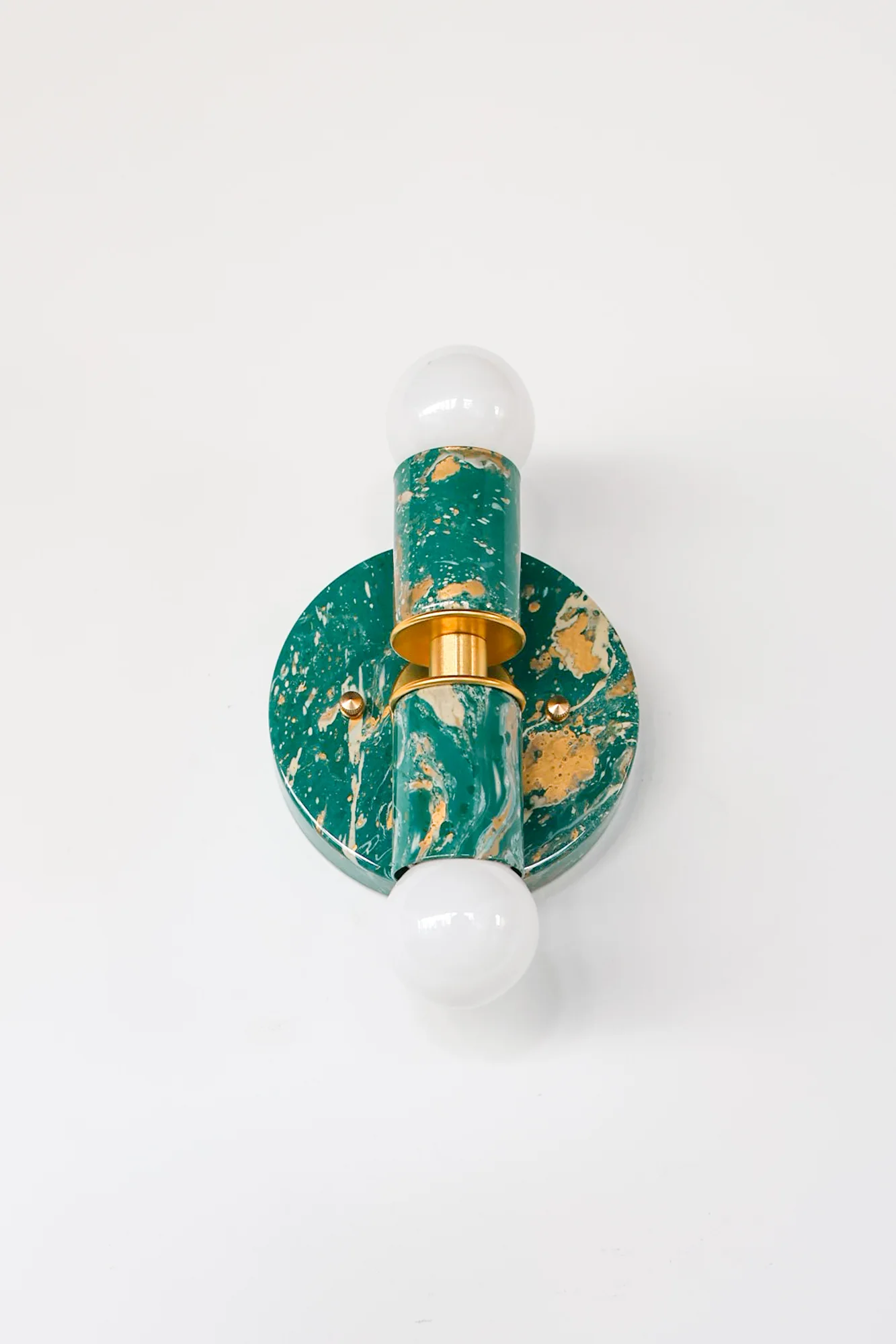 Mermaid Green, Cream, & Gold Marbled Small Thalia Sconces - Image 10
