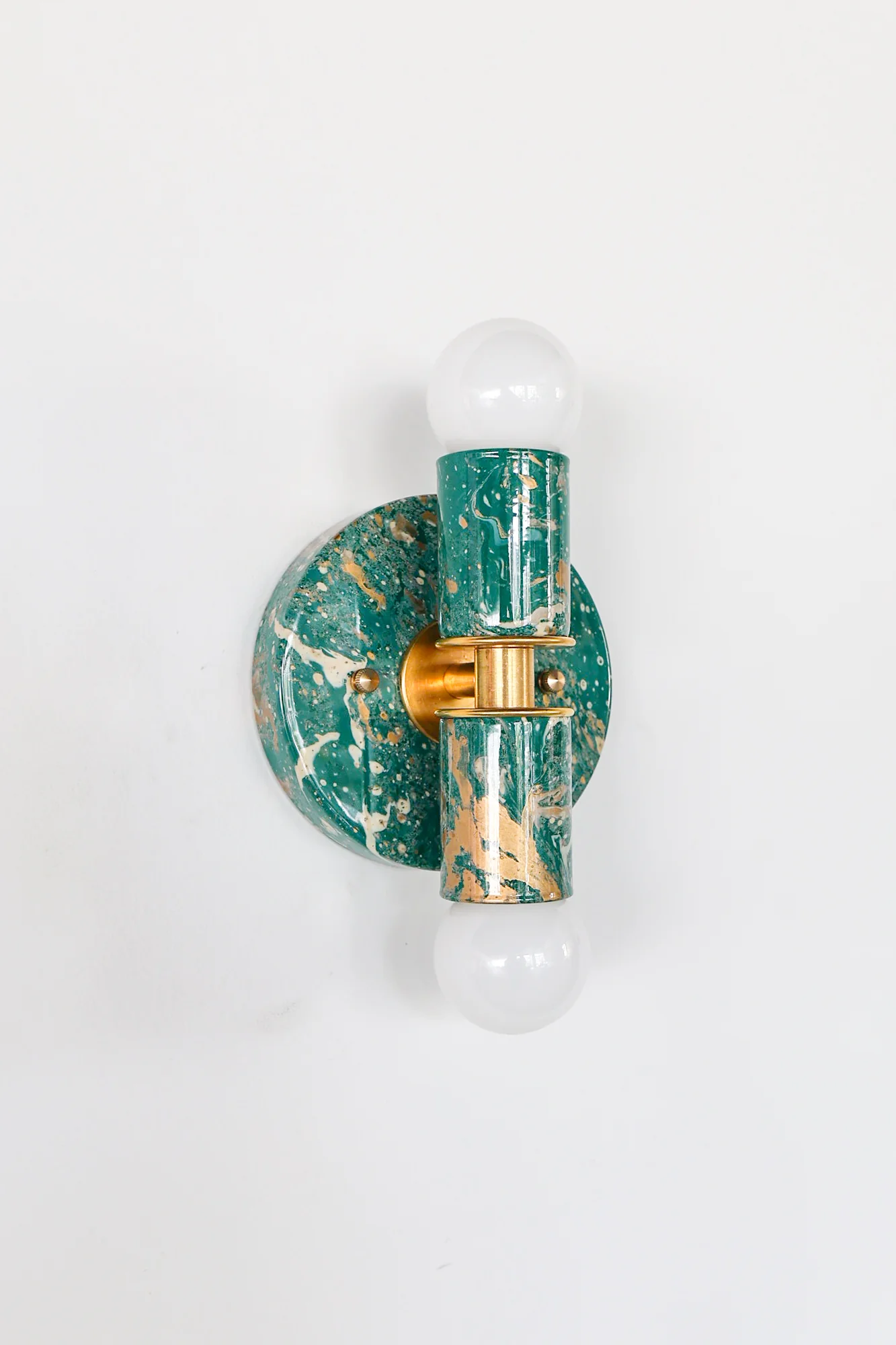 Mermaid Green, Cream, & Gold Marbled Small Thalia Sconces - Image 11