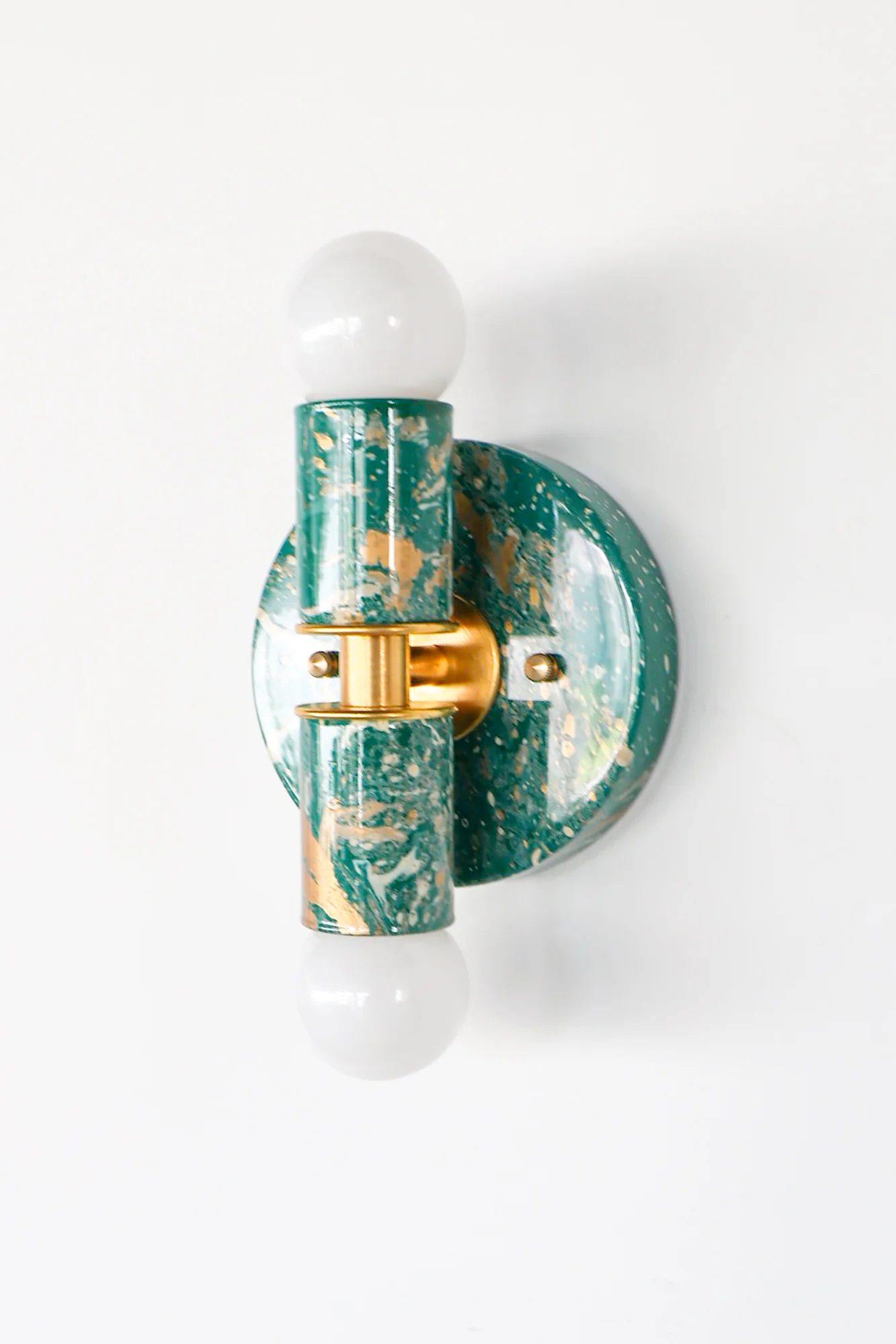 Mermaid Green, Cream, & Gold Marbled Small Thalia Sconces - Image 12
