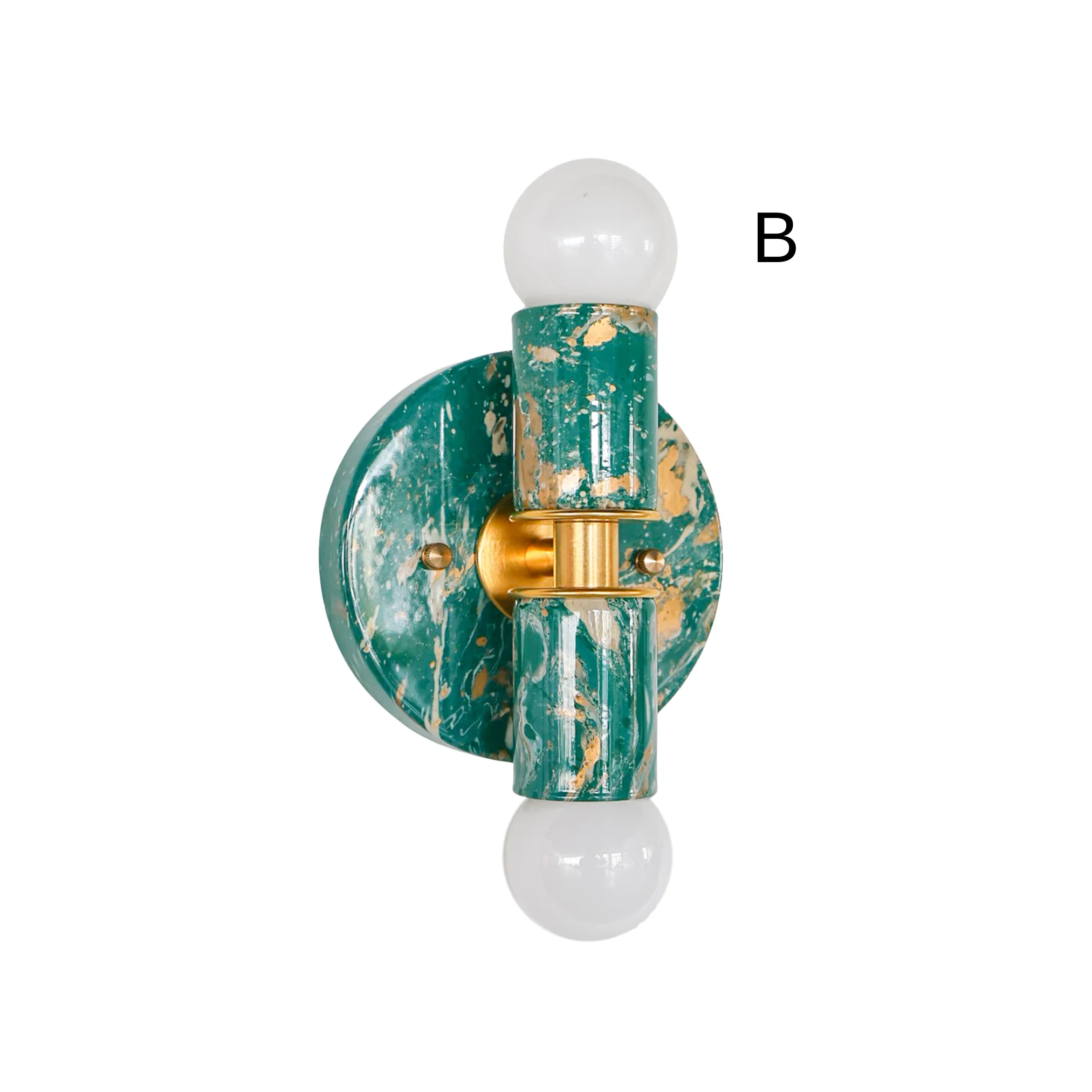 Mermaid Green, Cream, & Gold Marbled Small Thalia Sconces - Image 3