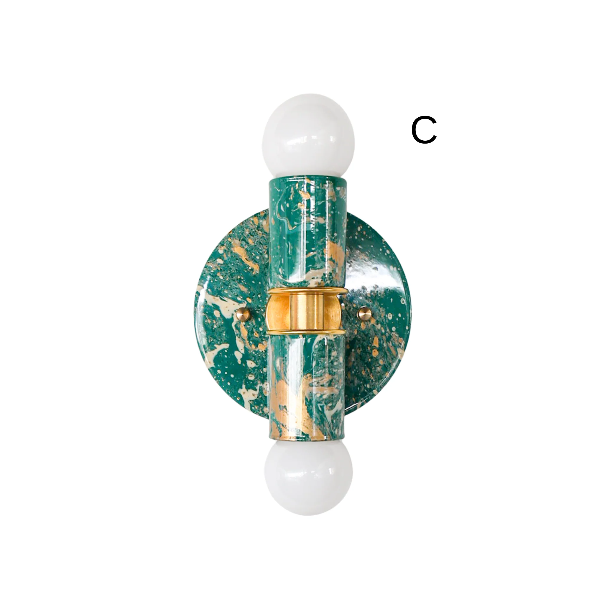 Mermaid Green, Cream, & Gold Marbled Small Thalia Sconces - Image 4