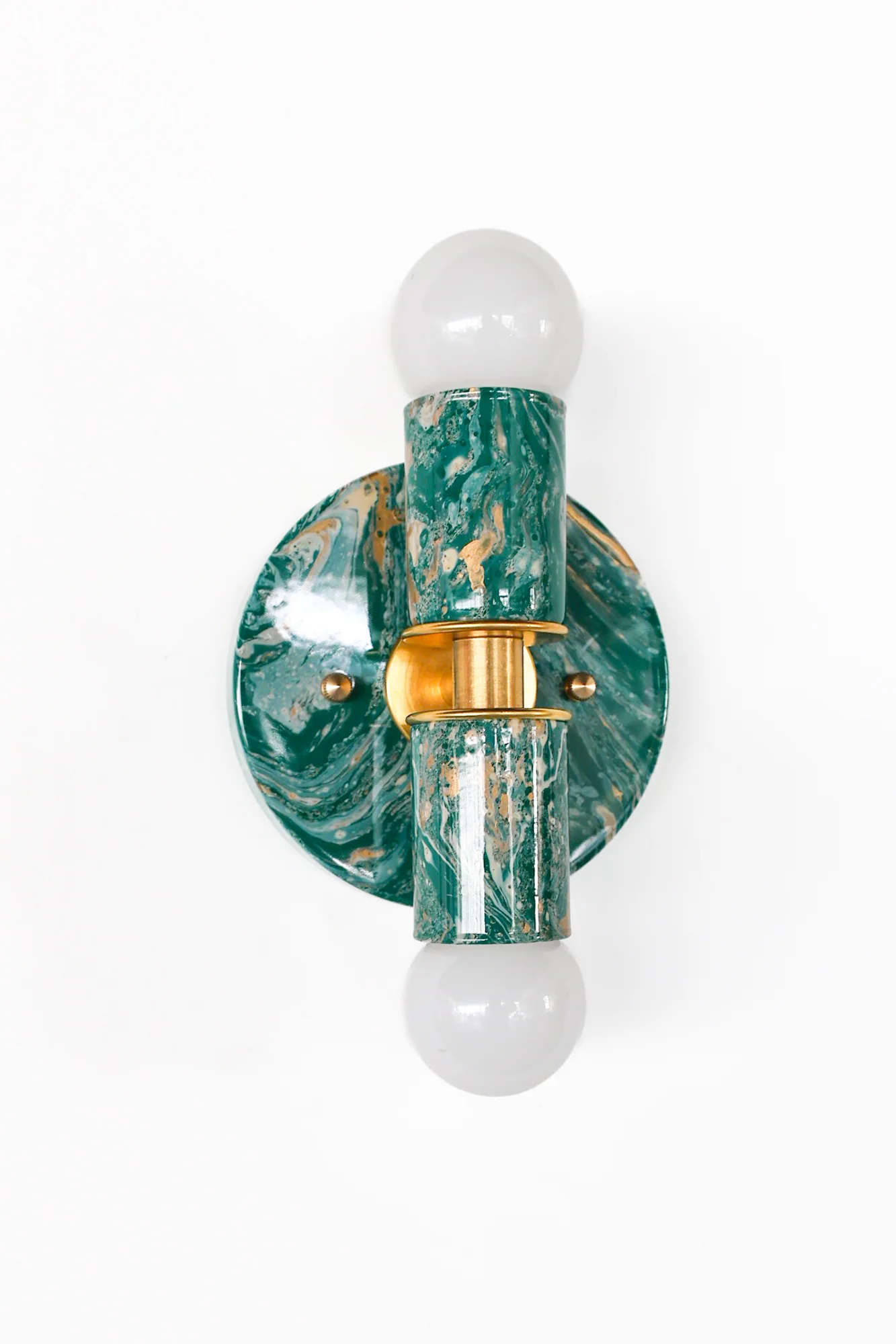 Mermaid Green, Cream, & Gold Marbled Small Thalia Sconces - Image 7