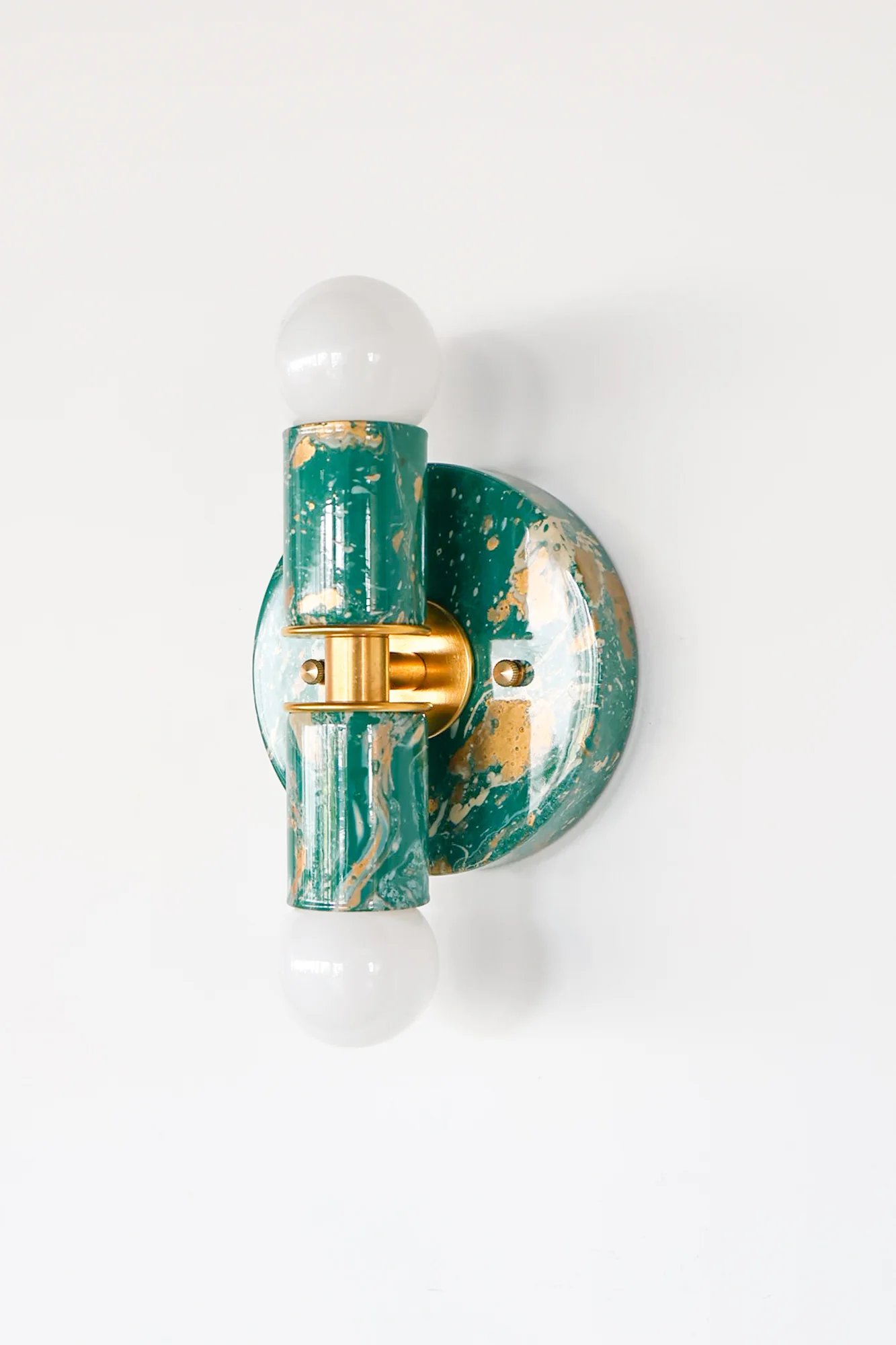 Mermaid Green, Cream, & Gold Marbled Small Thalia Sconces - Image 9