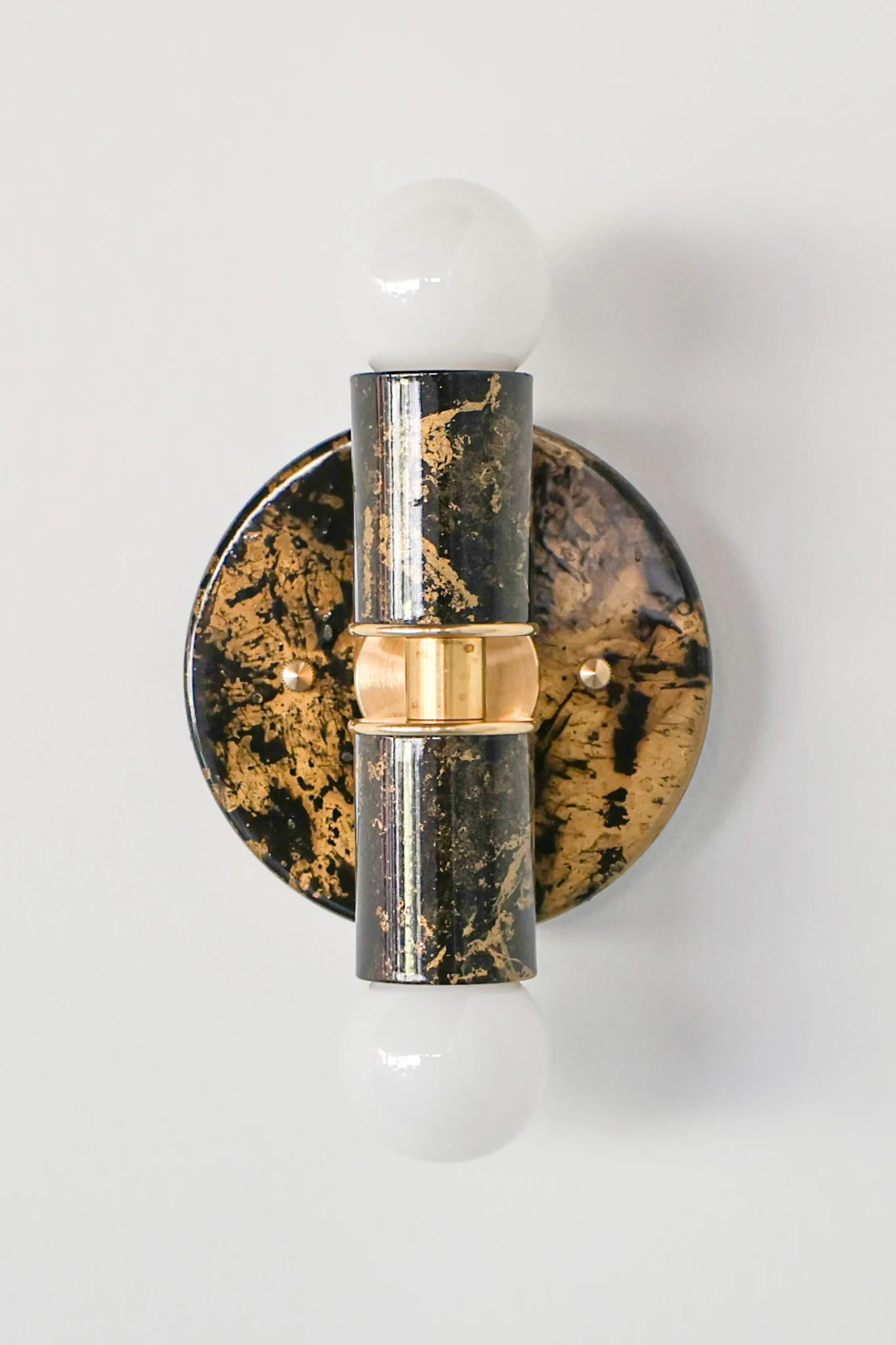 Olive Green, Black, & Gold Marbled Small Thalia Sconces - Image 4