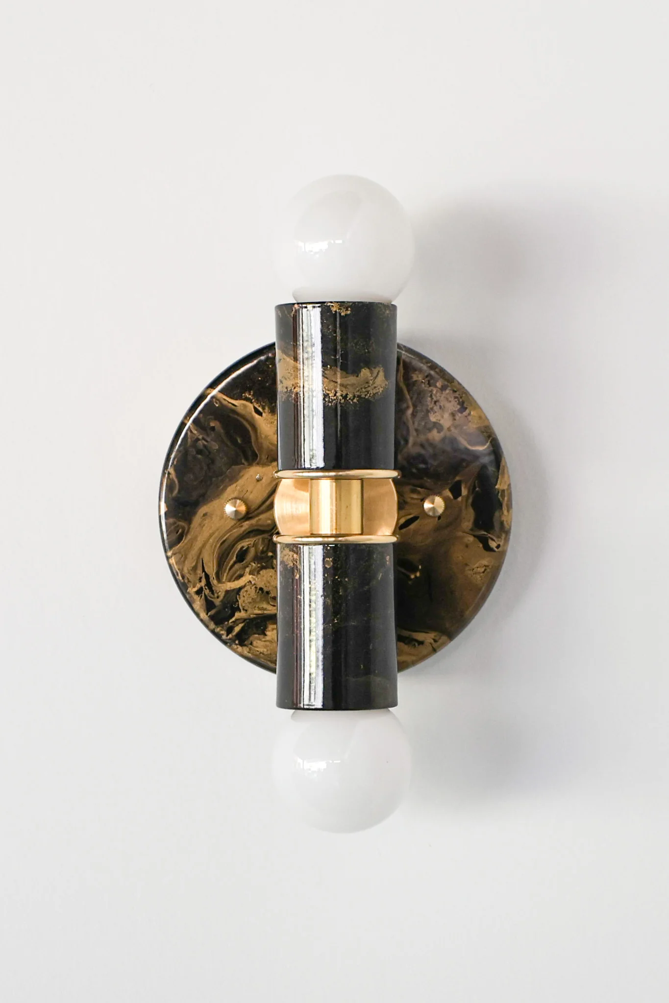Olive Green, Black, & Gold Marbled Small Thalia Sconces - Image 5