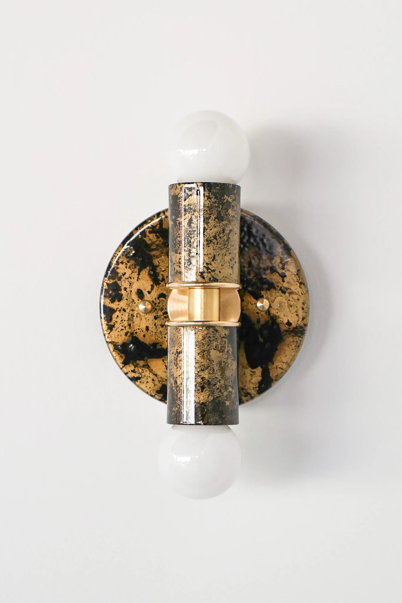 Olive Green, Black, & Gold Marbled Small Thalia Sconces - Image 6