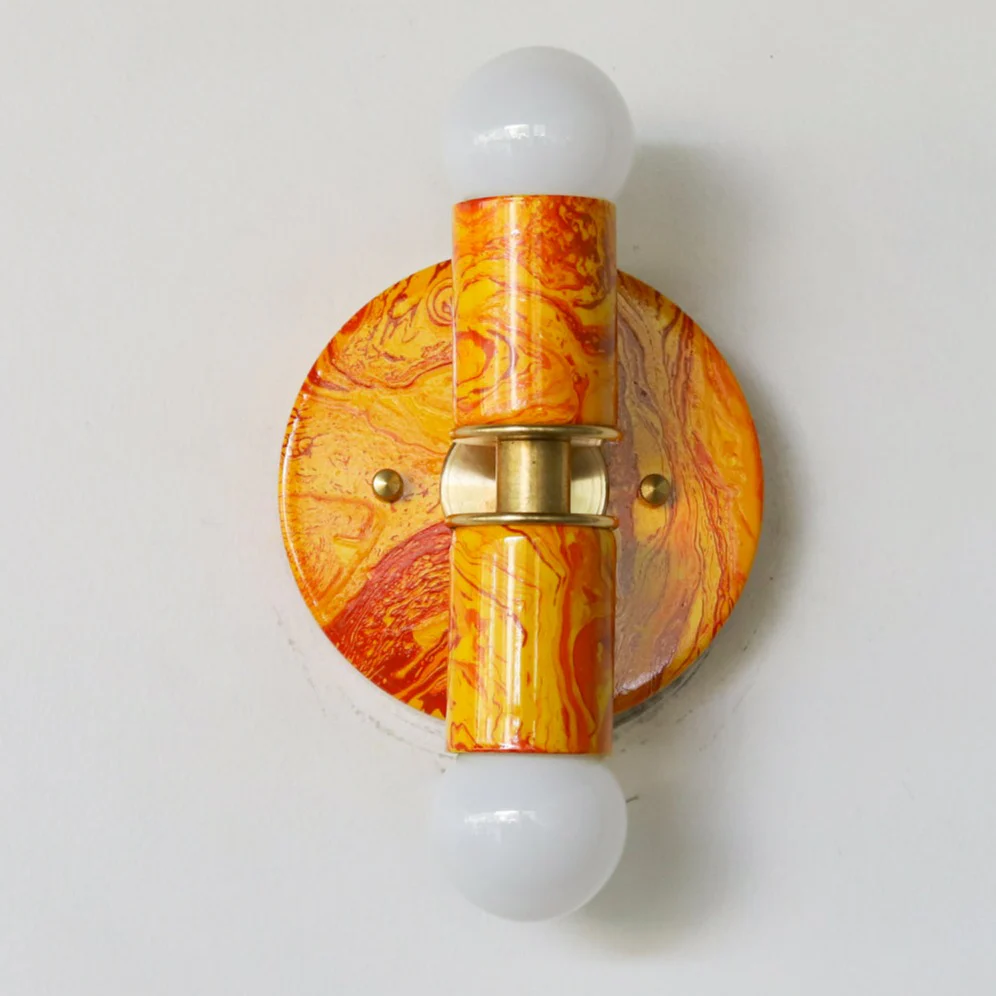 Orange Marbled Small Thalia Sconce - Image 9