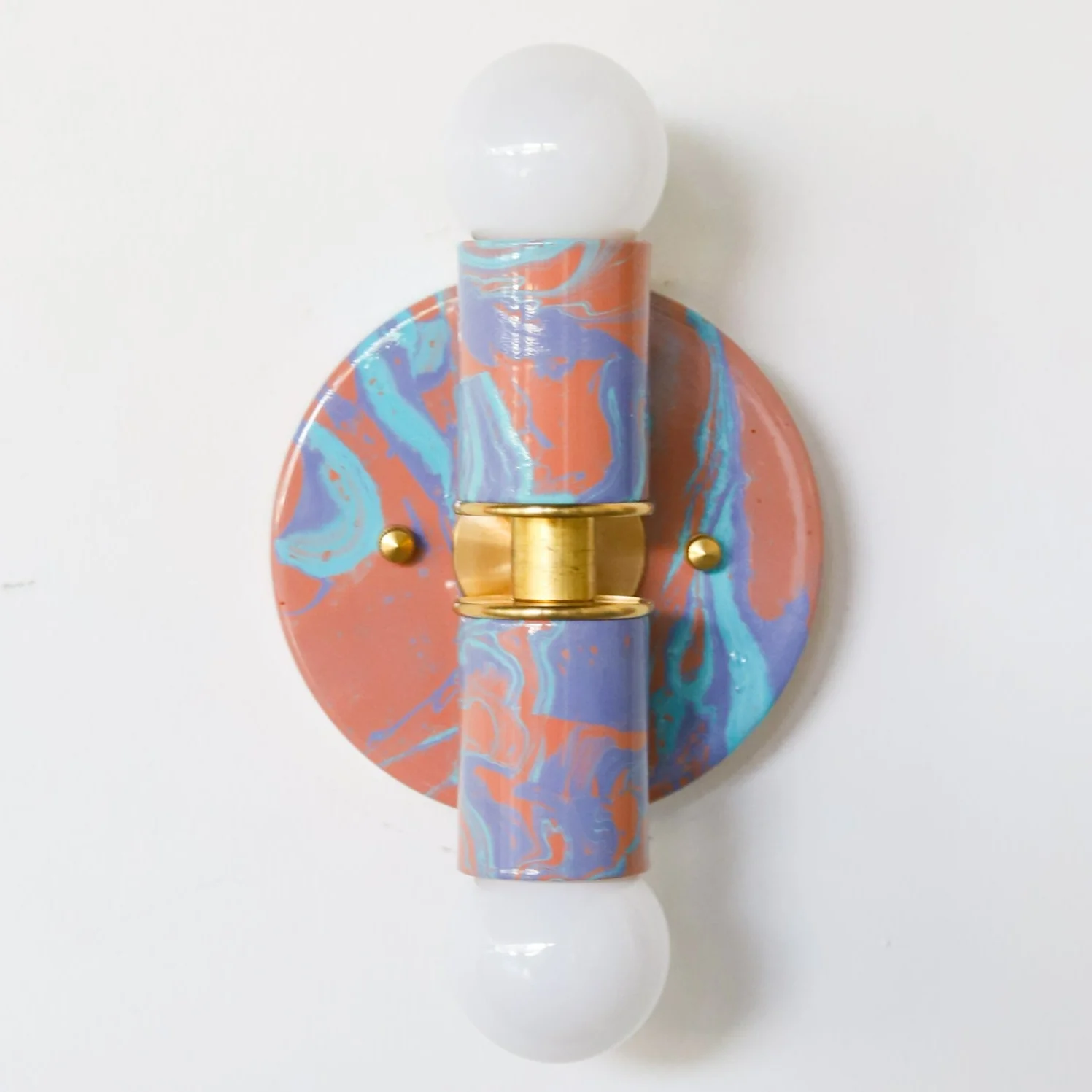 Peach, Lavender, & Light Blue Marbled Small Thalia Sconces - Image 10