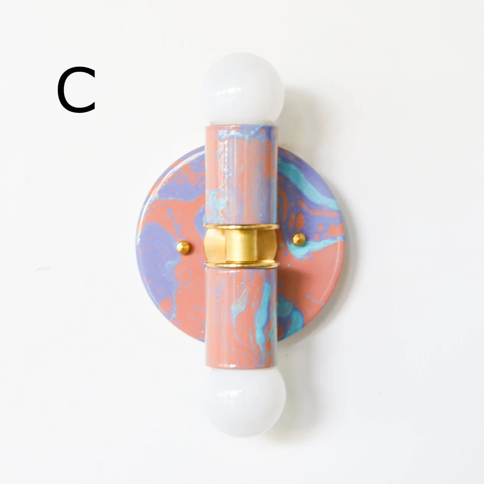 Peach, Lavender, & Light Blue Marbled Small Thalia Sconces - Image 11
