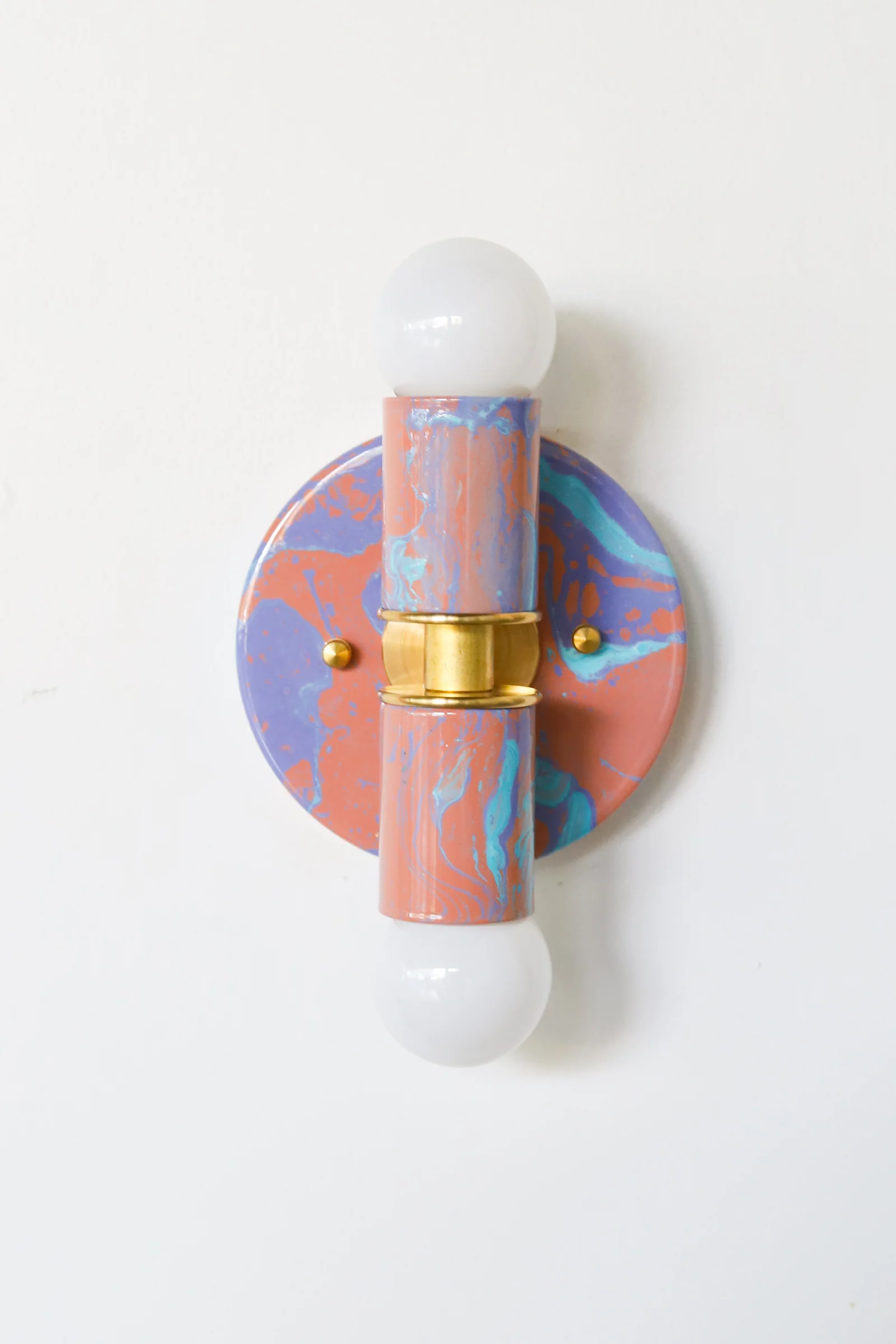 Peach, Lavender, & Light Blue Marbled Small Thalia Sconces - Image 12