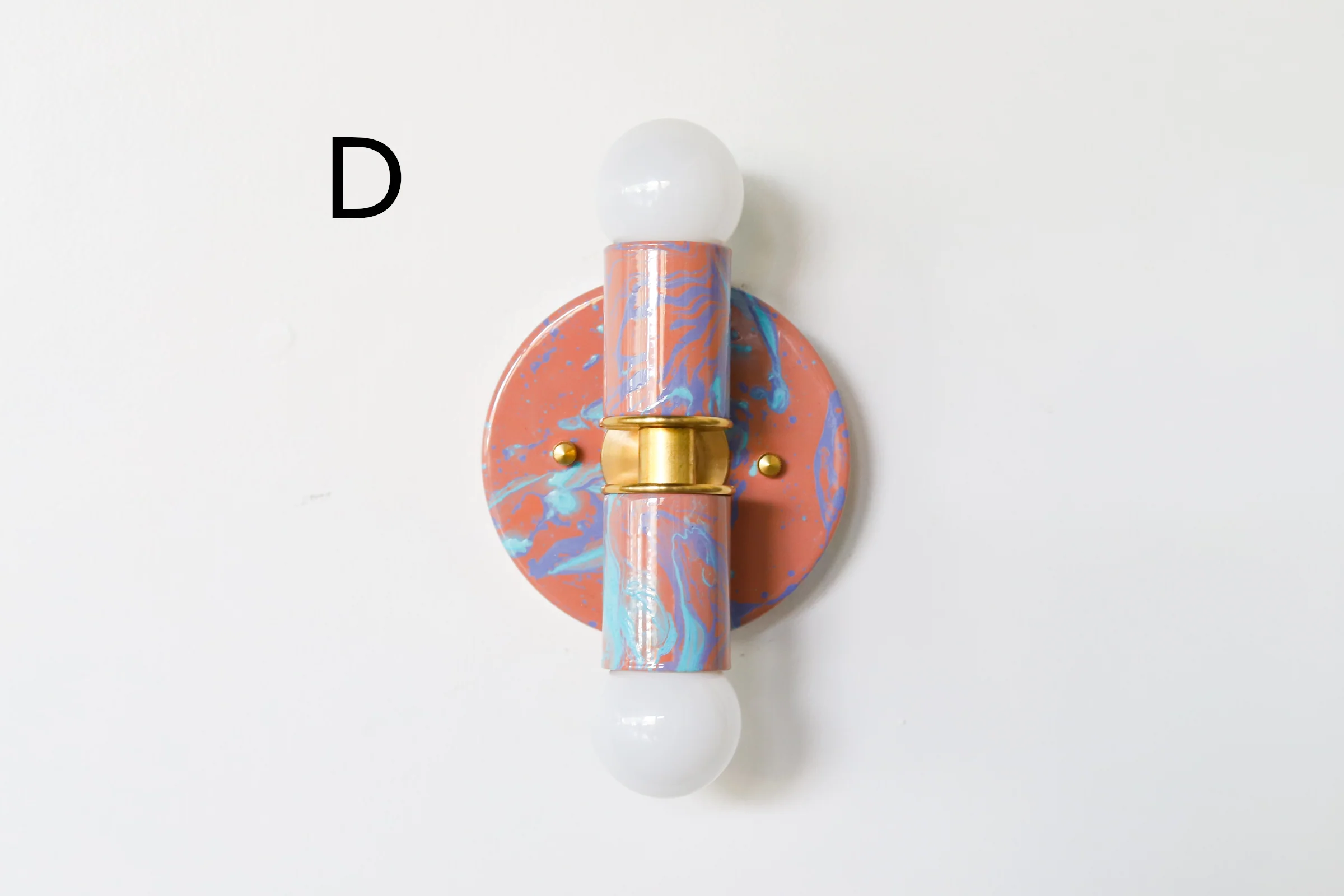 Peach, Lavender, & Light Blue Marbled Small Thalia Sconces - Image 13