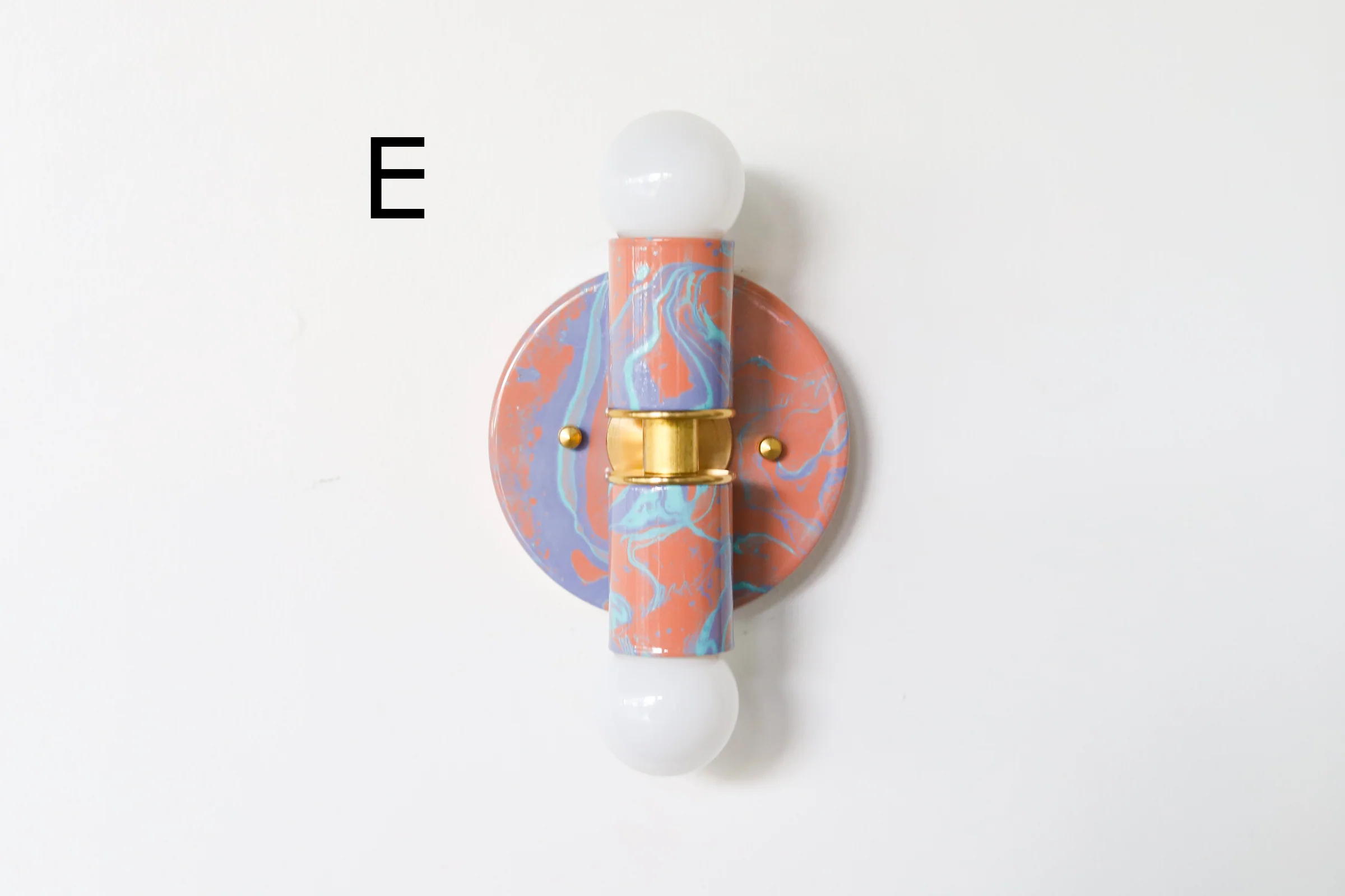 Peach, Lavender, & Light Blue Marbled Small Thalia Sconces - Image 14