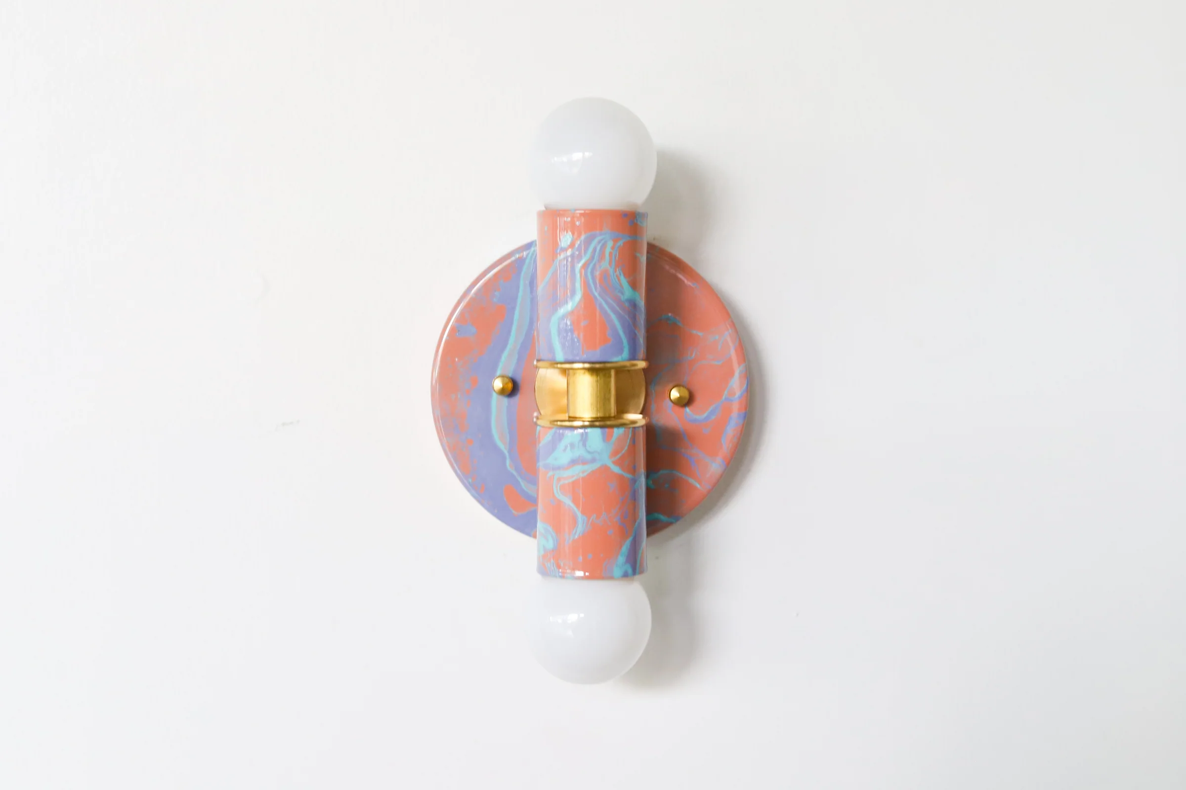 Peach, Lavender, & Light Blue Marbled Small Thalia Sconces - Image 15