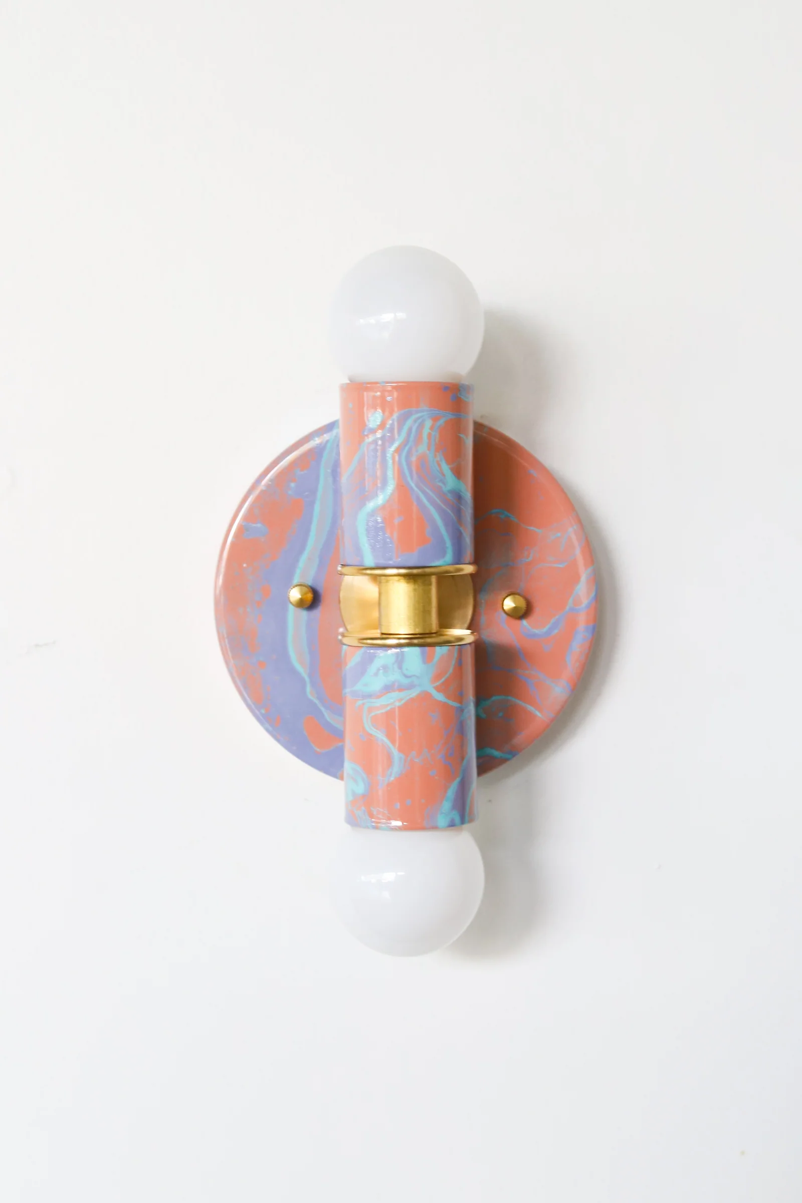 Peach, Lavender, & Light Blue Marbled Small Thalia Sconces - Image 16