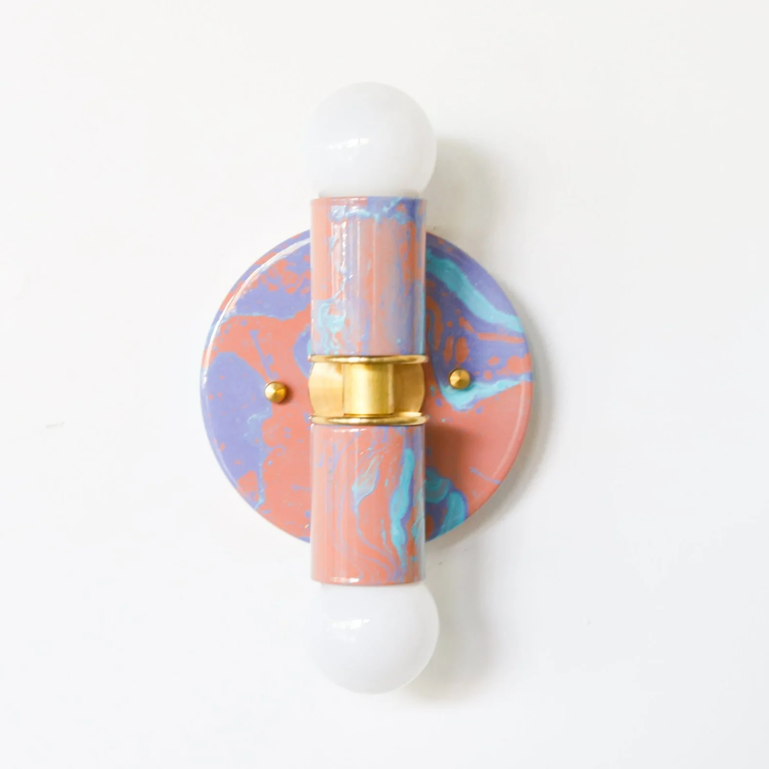 Peach, Lavender, & Light Blue Marbled Small Thalia Sconces - Image 17