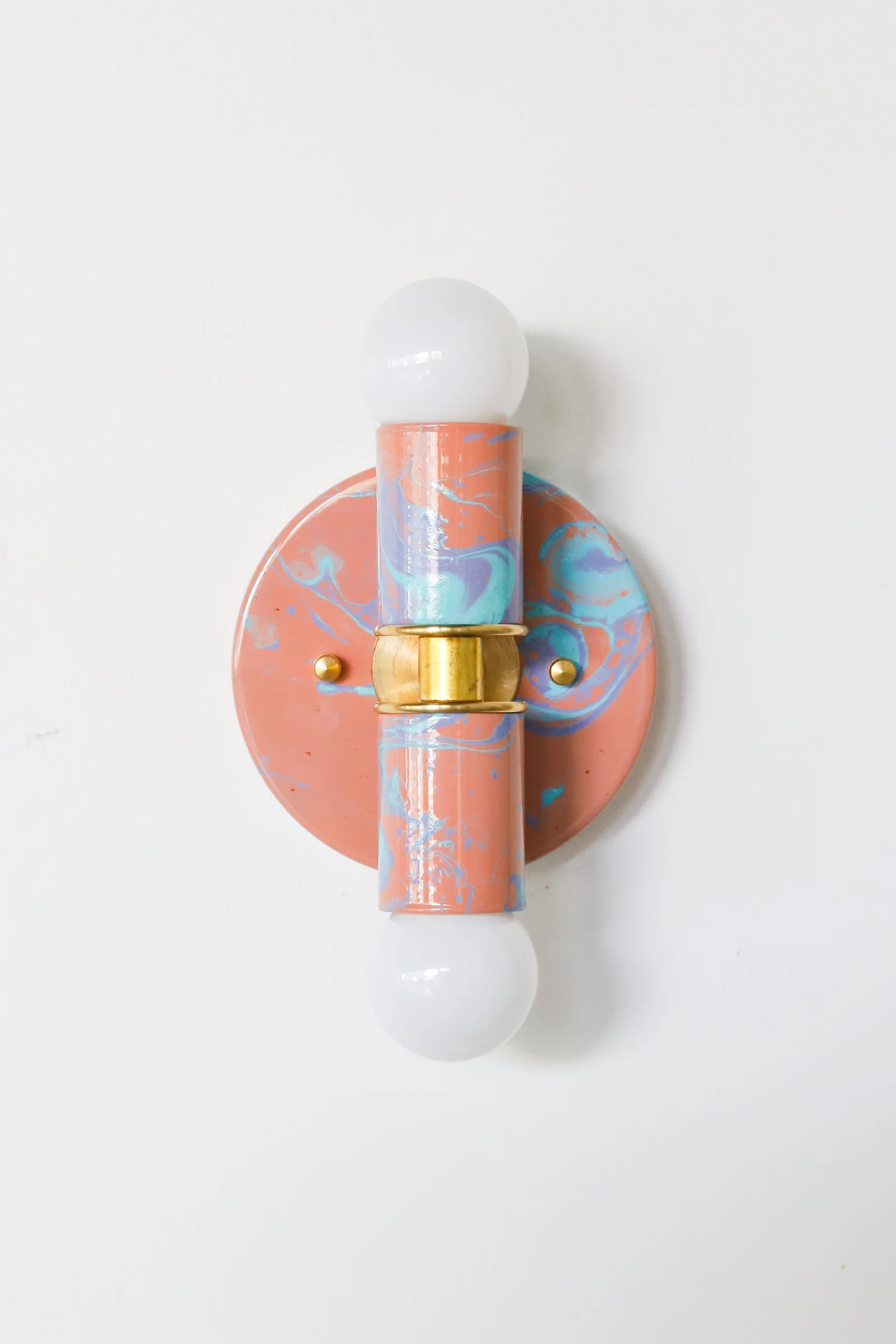 Peach, Lavender, & Light Blue Marbled Small Thalia Sconces - Image 19