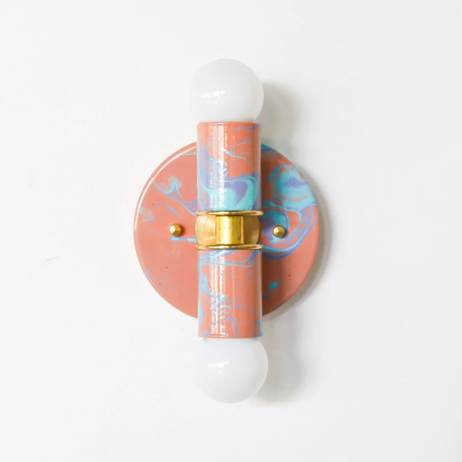 Peach, Lavender, & Light Blue Marbled Small Thalia Sconces - Image 20