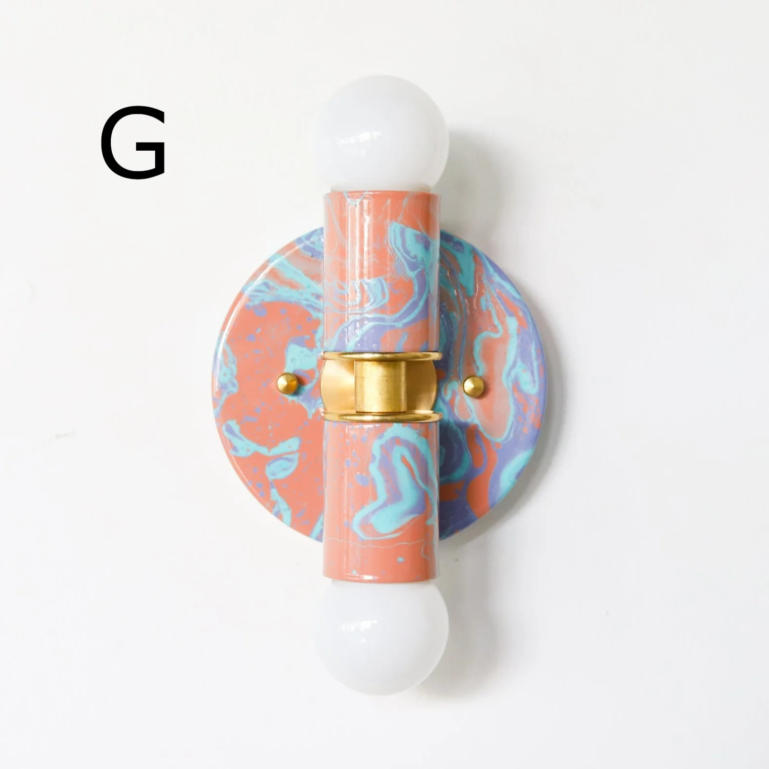 Peach, Lavender, & Light Blue Marbled Small Thalia Sconces - Image 21