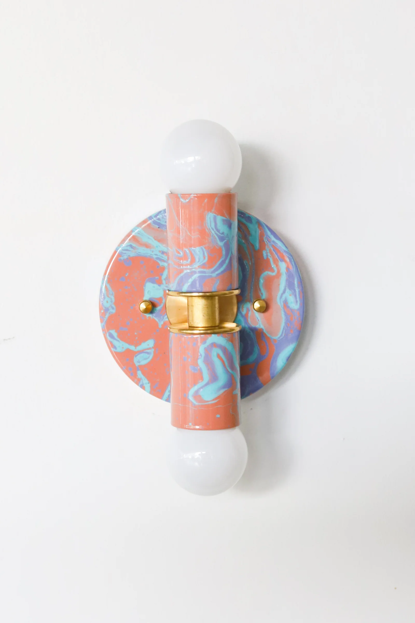 Peach, Lavender, & Light Blue Marbled Small Thalia Sconces - Image 22