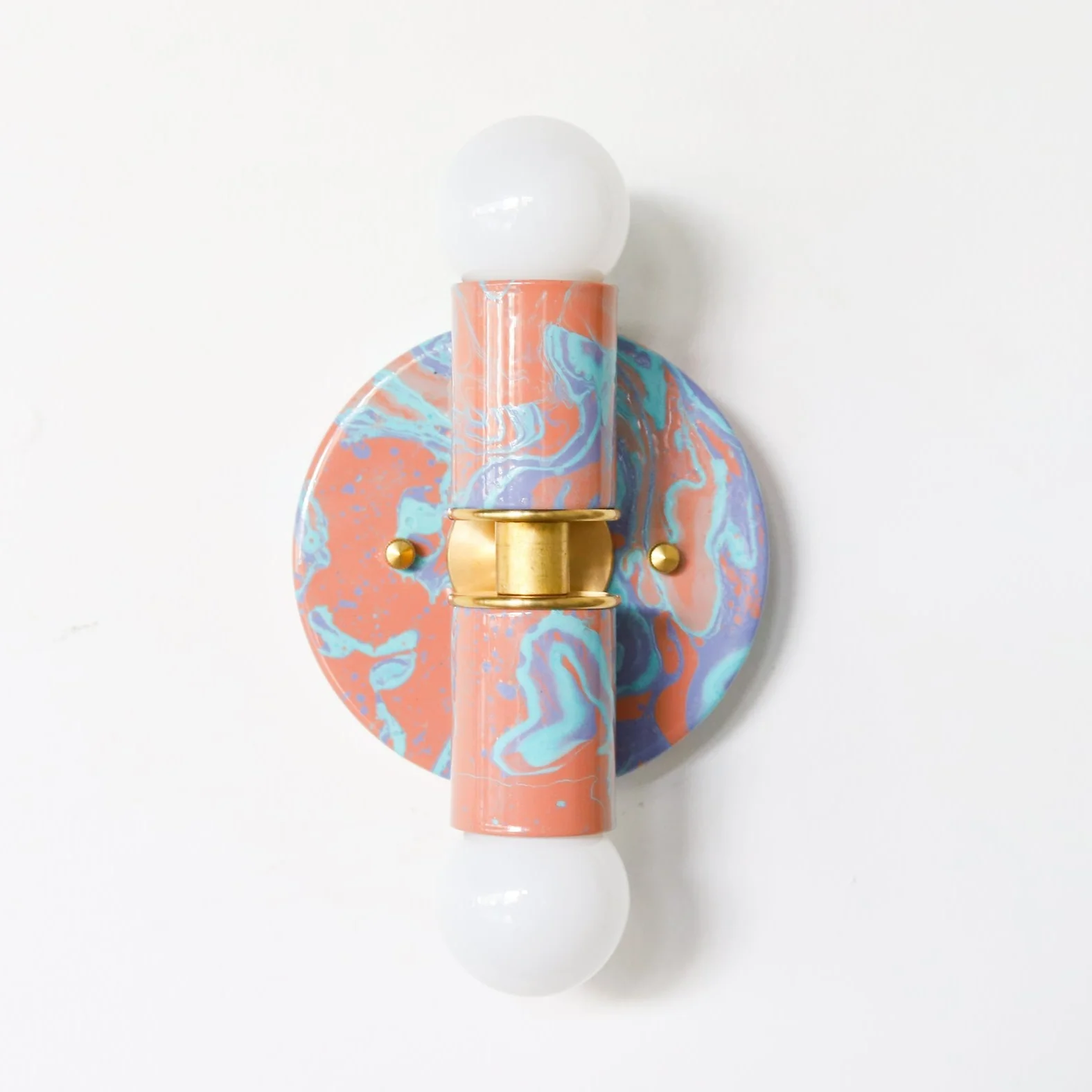 Peach, Lavender, & Light Blue Marbled Small Thalia Sconces - Image 23