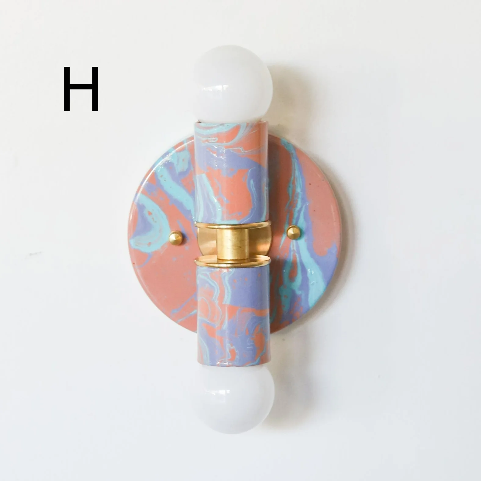 Peach, Lavender, & Light Blue Marbled Small Thalia Sconces - Image 24