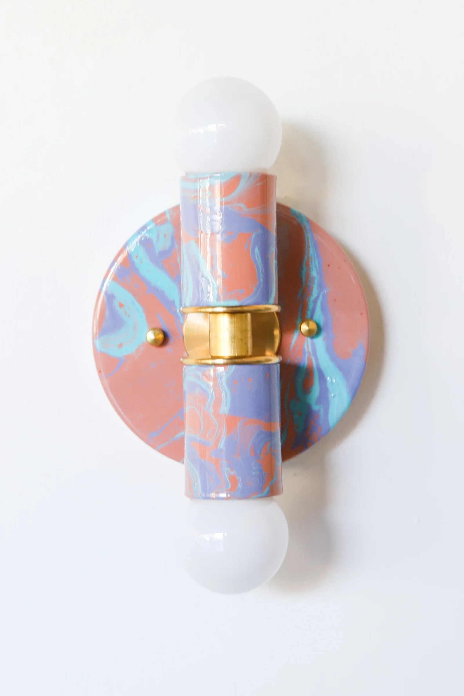 Peach, Lavender, & Light Blue Marbled Small Thalia Sconces - Image 25