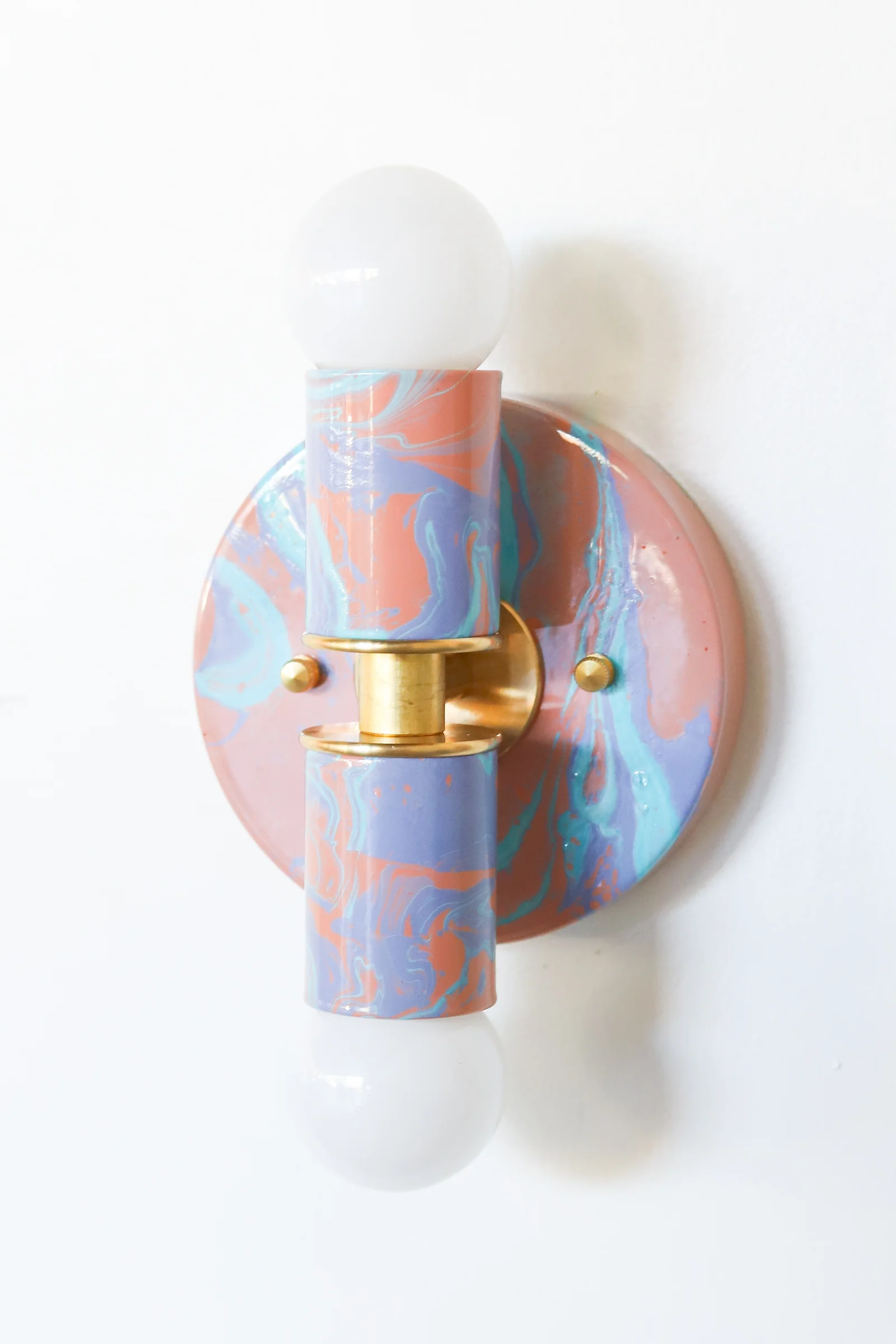 Peach, Lavender, & Light Blue Marbled Small Thalia Sconces - Image 26
