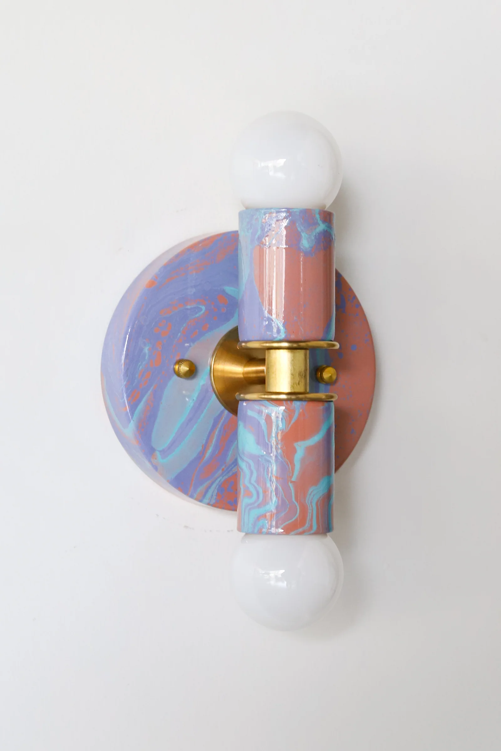 Peach, Lavender, & Light Blue Marbled Small Thalia Sconces - Image 28