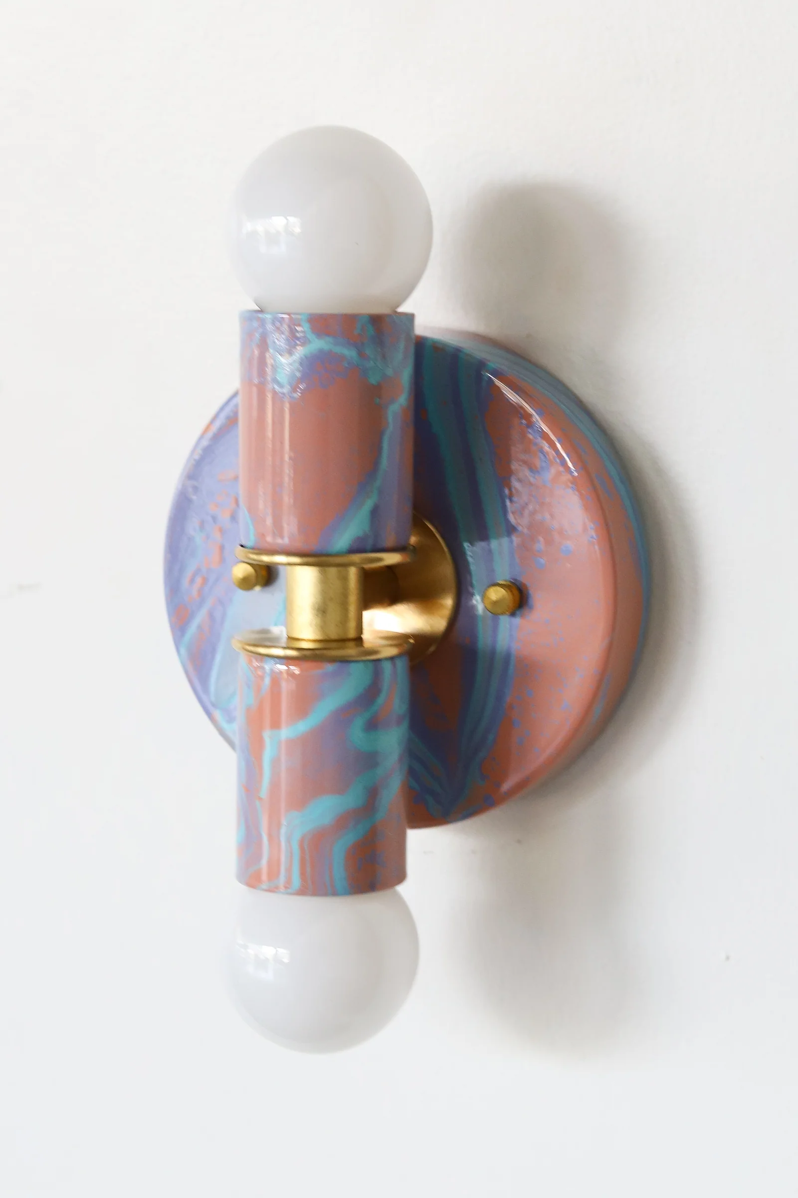 Peach, Lavender, & Light Blue Marbled Small Thalia Sconces - Image 29
