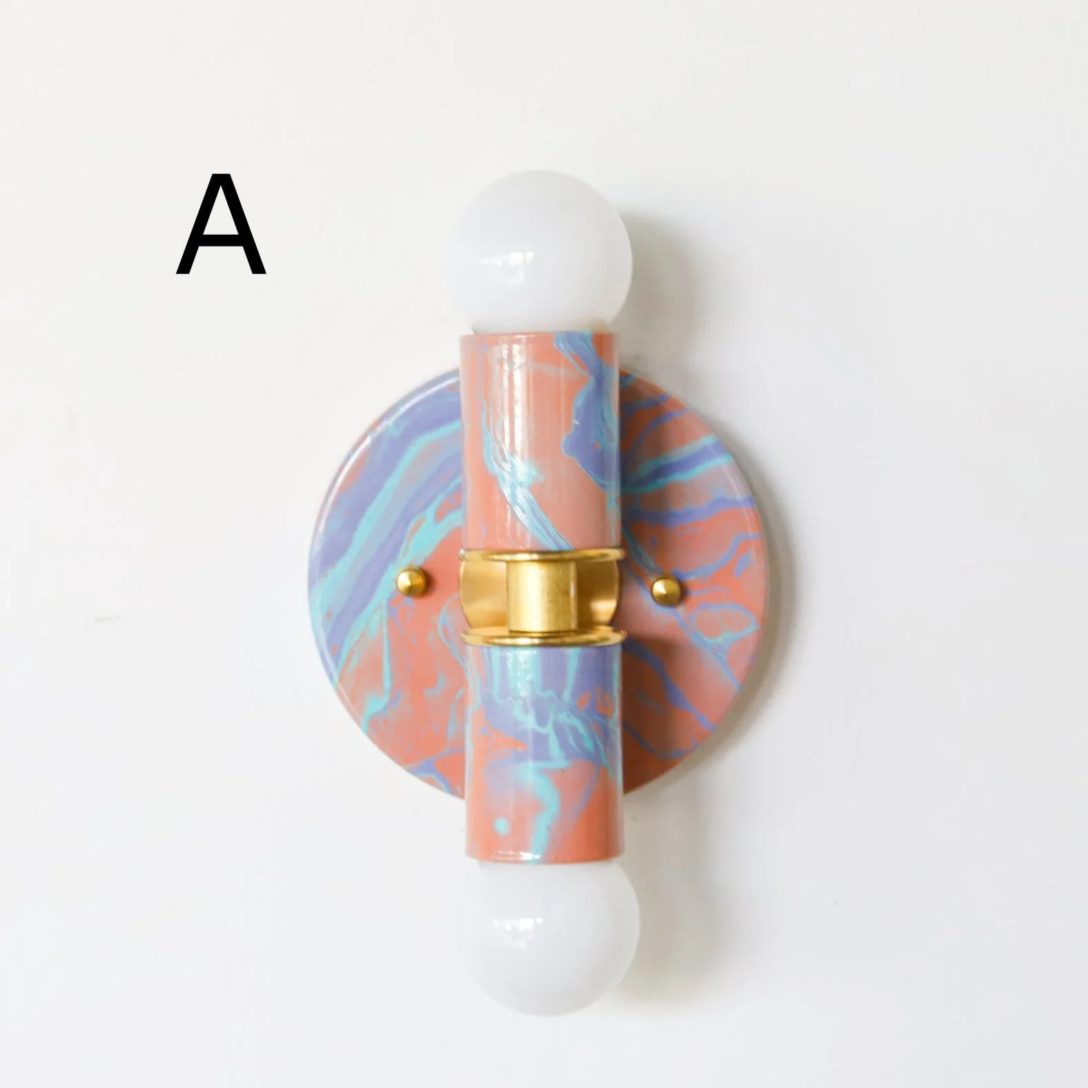 Peach, Lavender, & Light Blue Marbled Small Thalia Sconces - Image 3