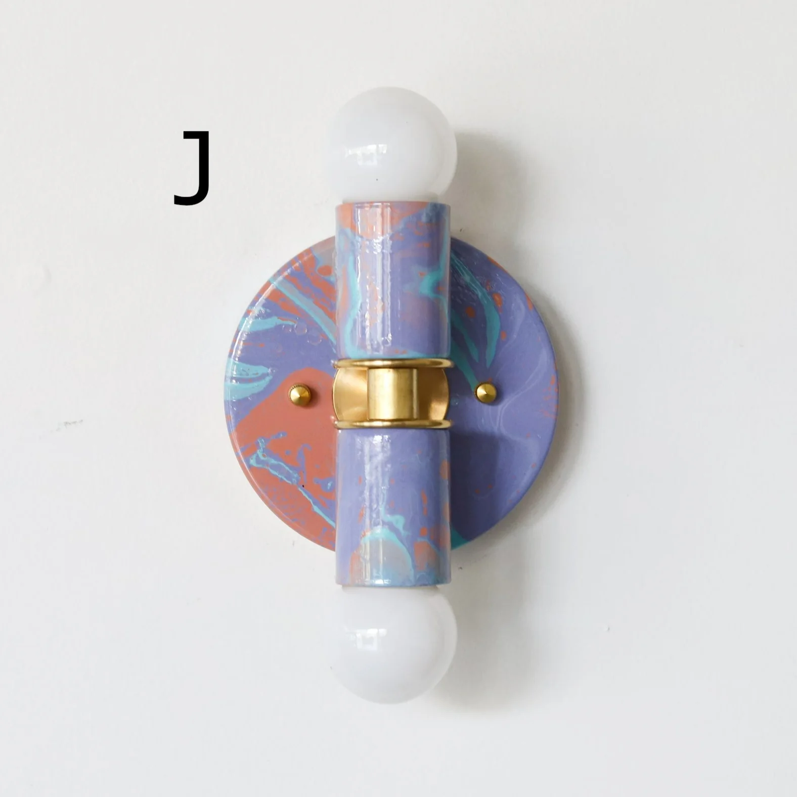 Peach, Lavender, & Light Blue Marbled Small Thalia Sconces - Image 30
