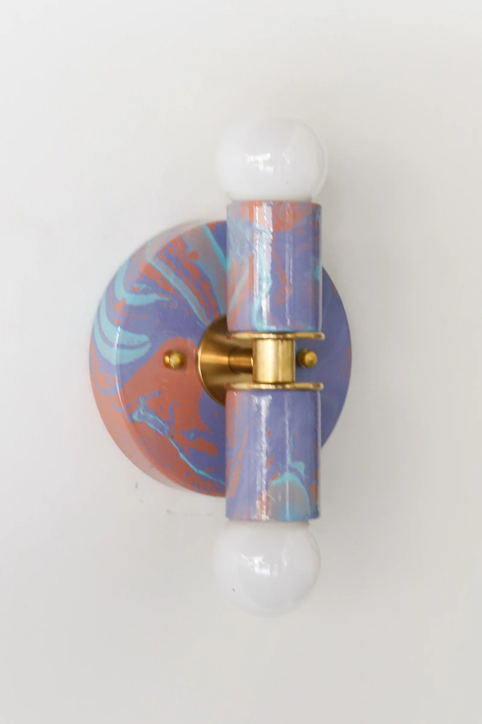 Peach, Lavender, & Light Blue Marbled Small Thalia Sconces - Image 31